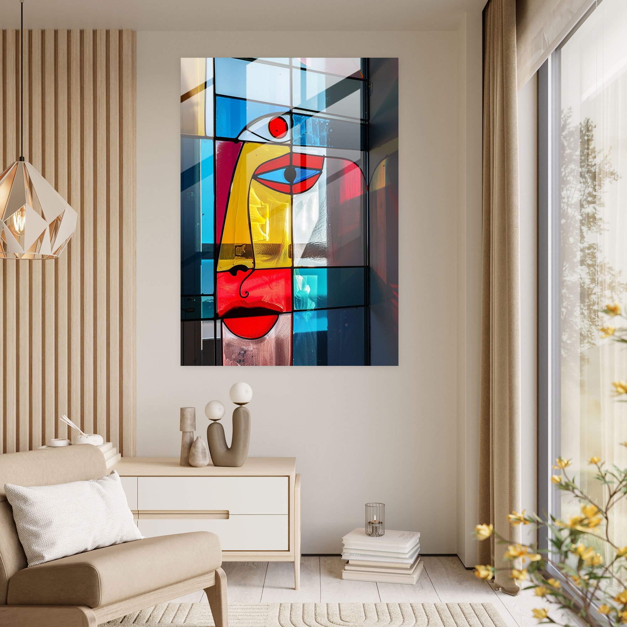 Dadaism Glass Art - Bold Color Blocks - Dadaism, Wall Decoration, Bold, Home Decoration