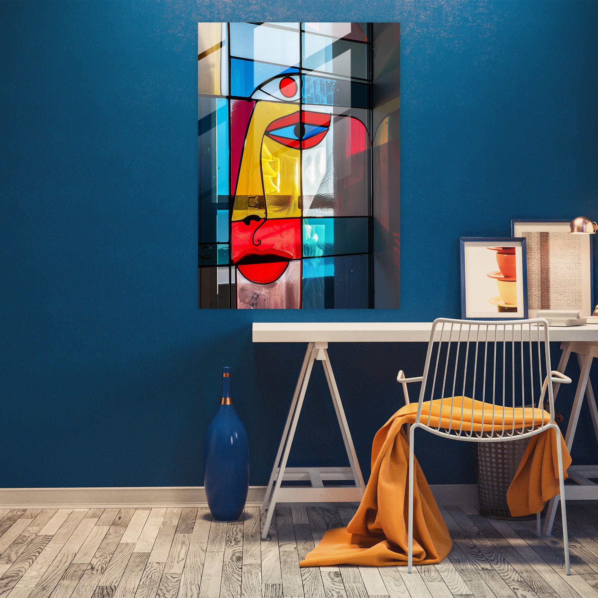 Dadaism Glass Art - Bold Color Blocks - Dadaism, Wall Decoration, Bold, Home Decoration