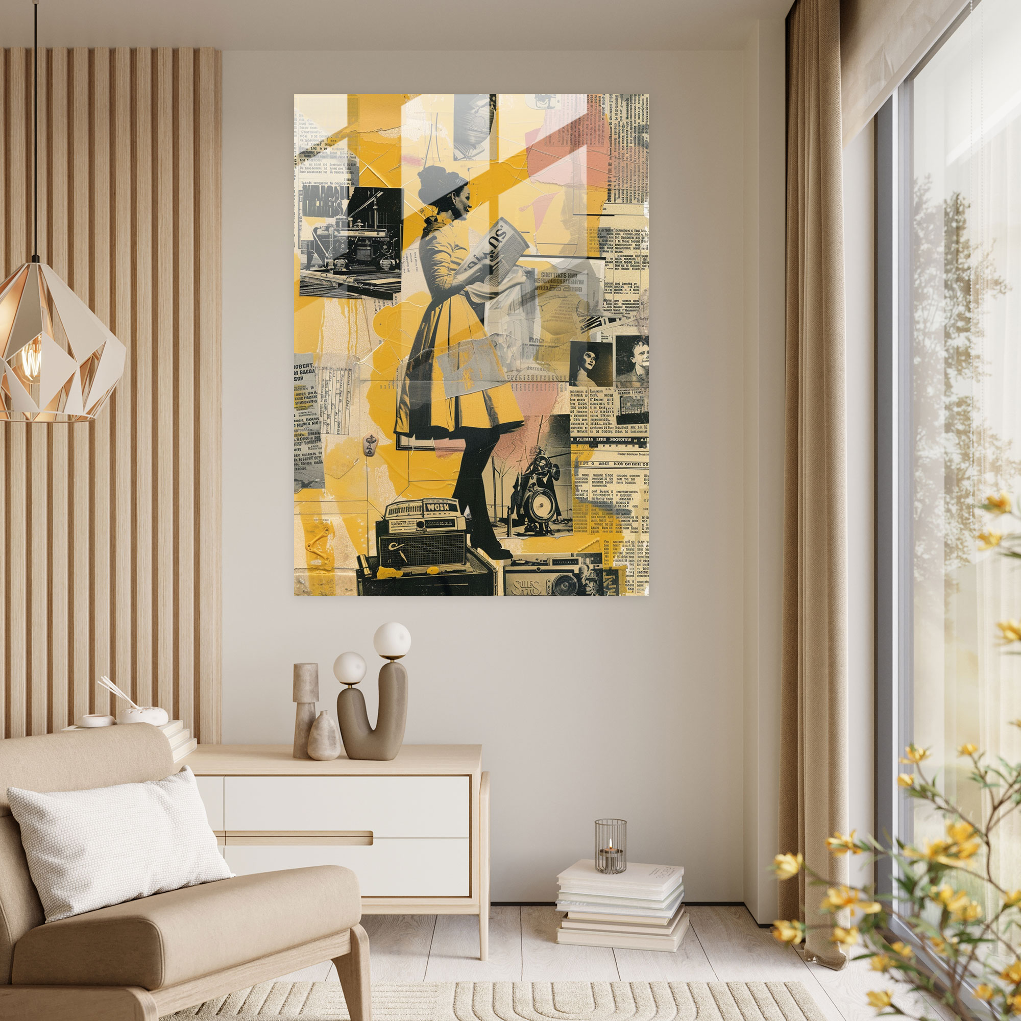 Collage Dadaism Glass Print - Dadaism, Glass Wall Art, Wall Decoration, Modern Art