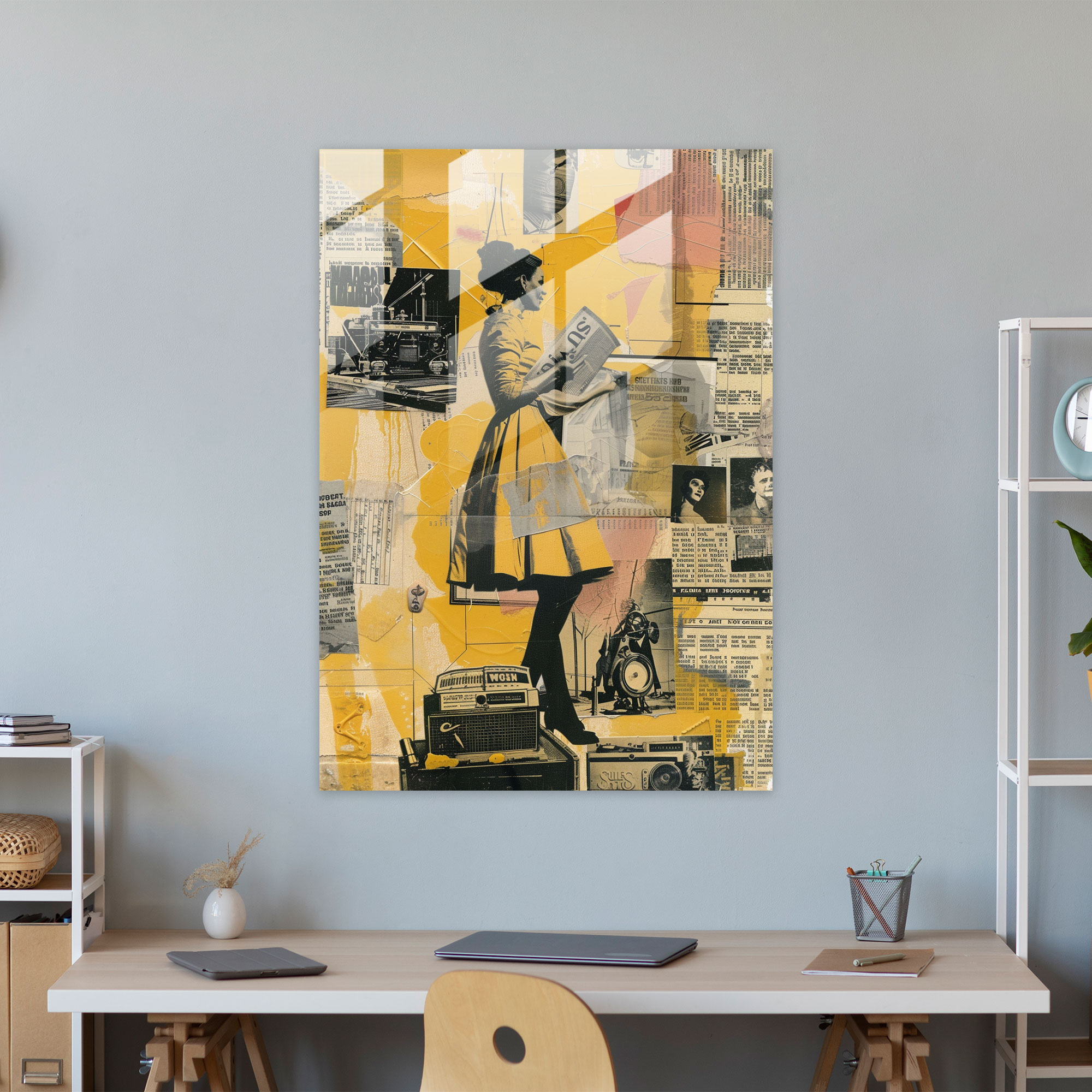 Collage Dadaism Glass Print - Dadaism, Glass Wall Art, Wall Decoration, Modern Art