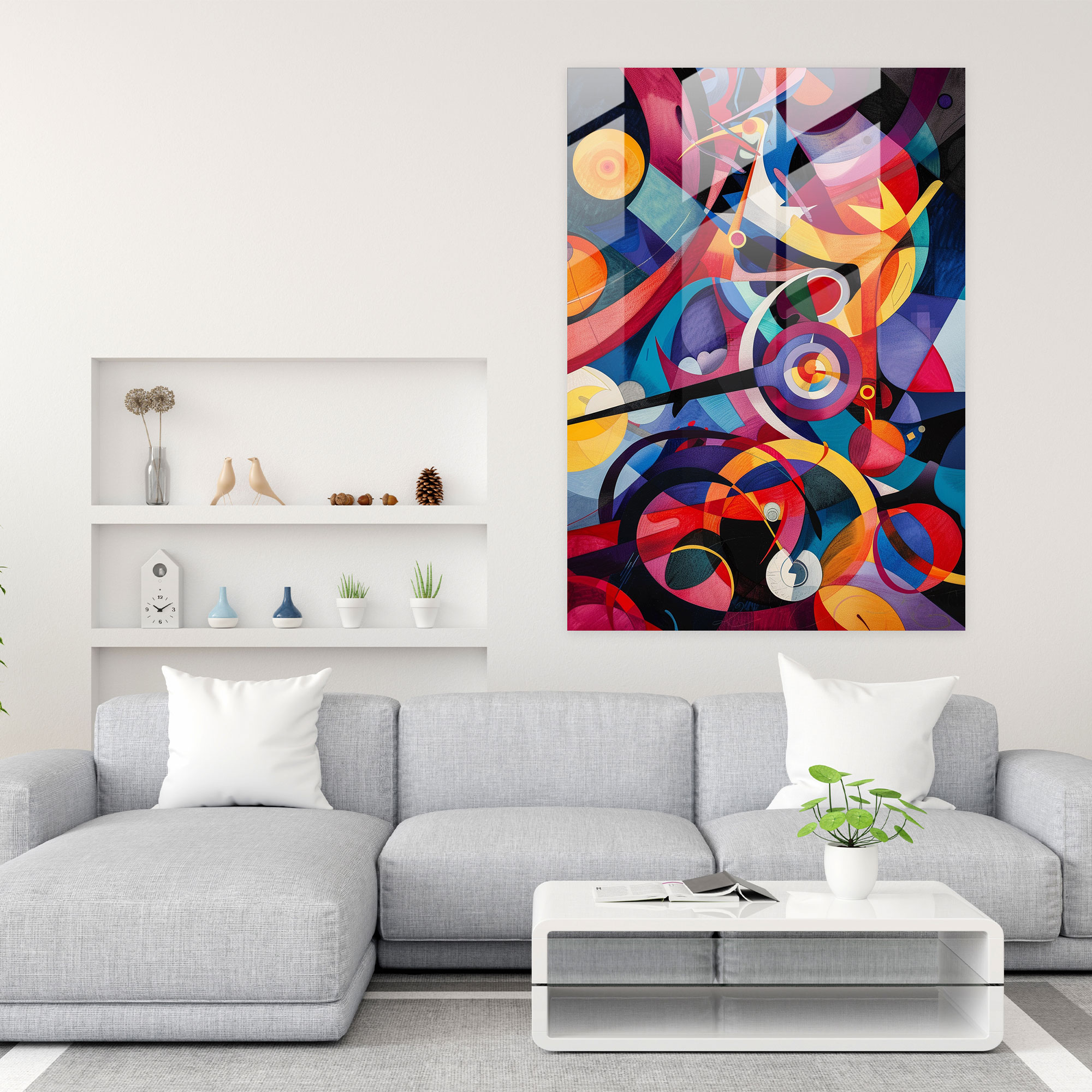 Vibrant Dadaism Glass Art - Dadaism, Wall Decoration, Home Decoration, Glass Print