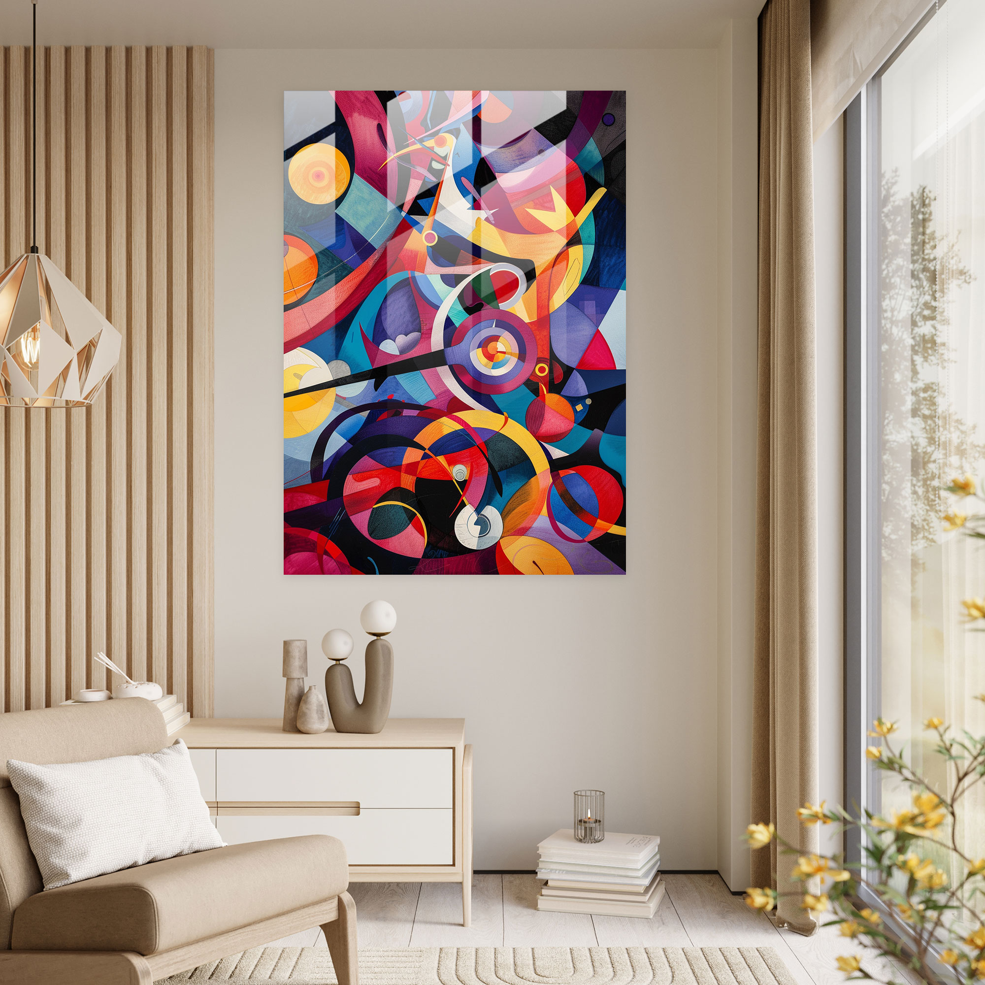 Vibrant Dadaism Glass Art - Dadaism, Wall Decoration, Home Decoration, Glass Print