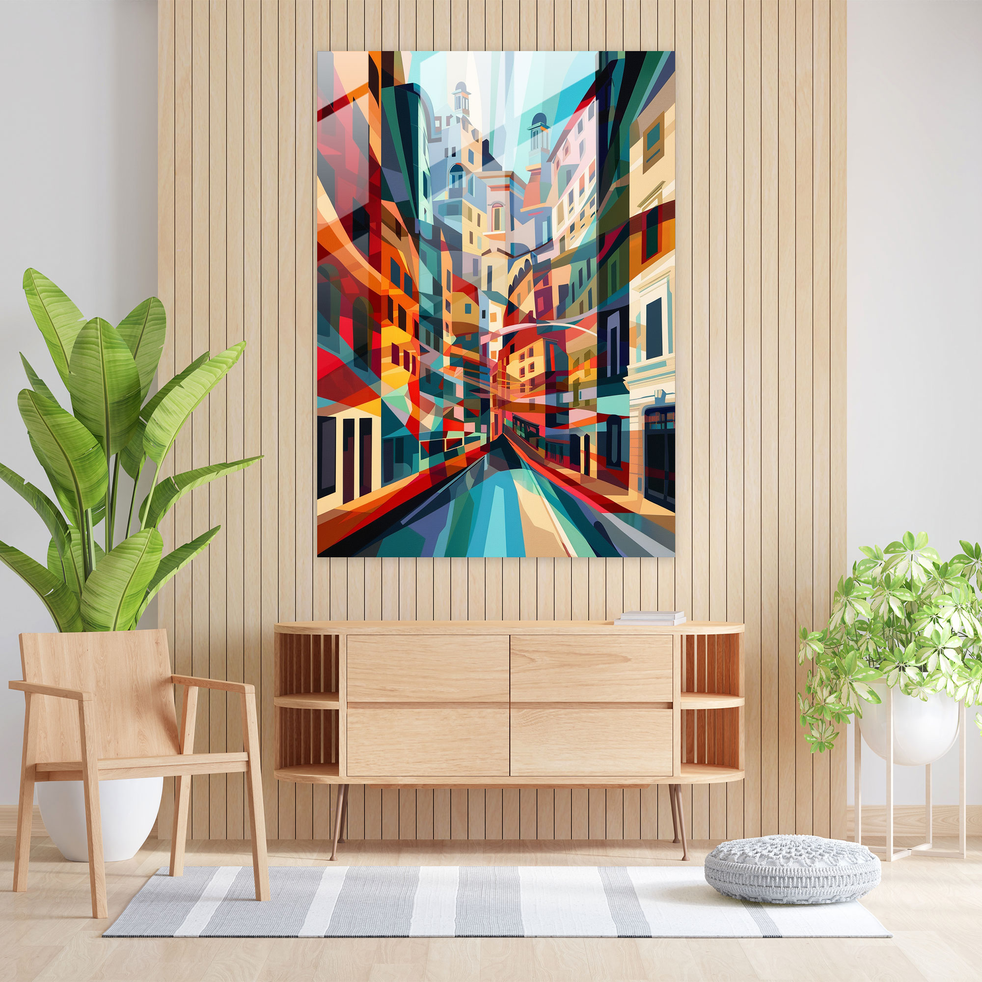 Cityscape Dadaism Glass Print Home Decoration - Dadaism, Glass Wall Art, Modern Art, Home Decoration
