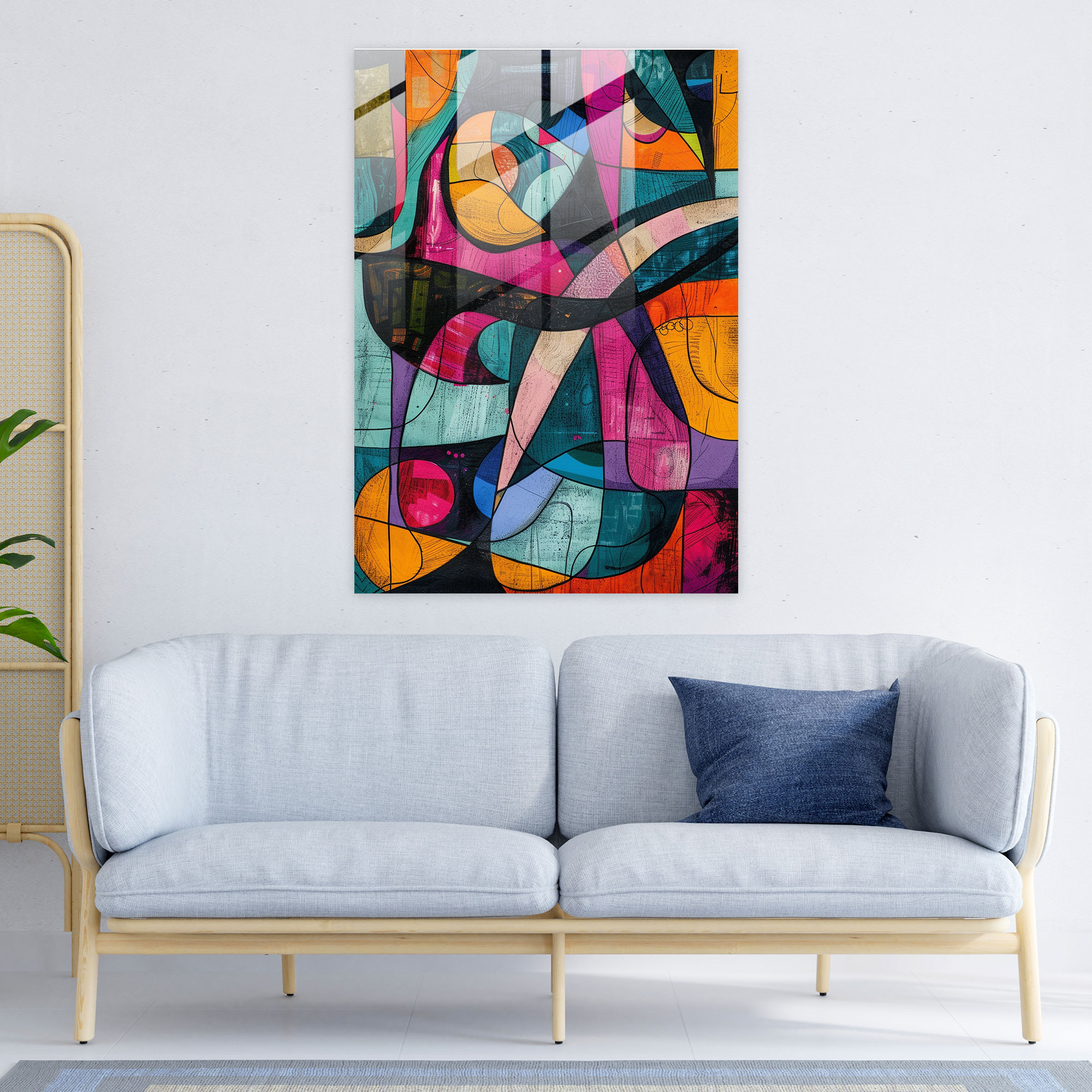 Colorful Abstract Dadaism Glass Print - Dadaism, Home Decoration, Glass Wall Art, Glass Art