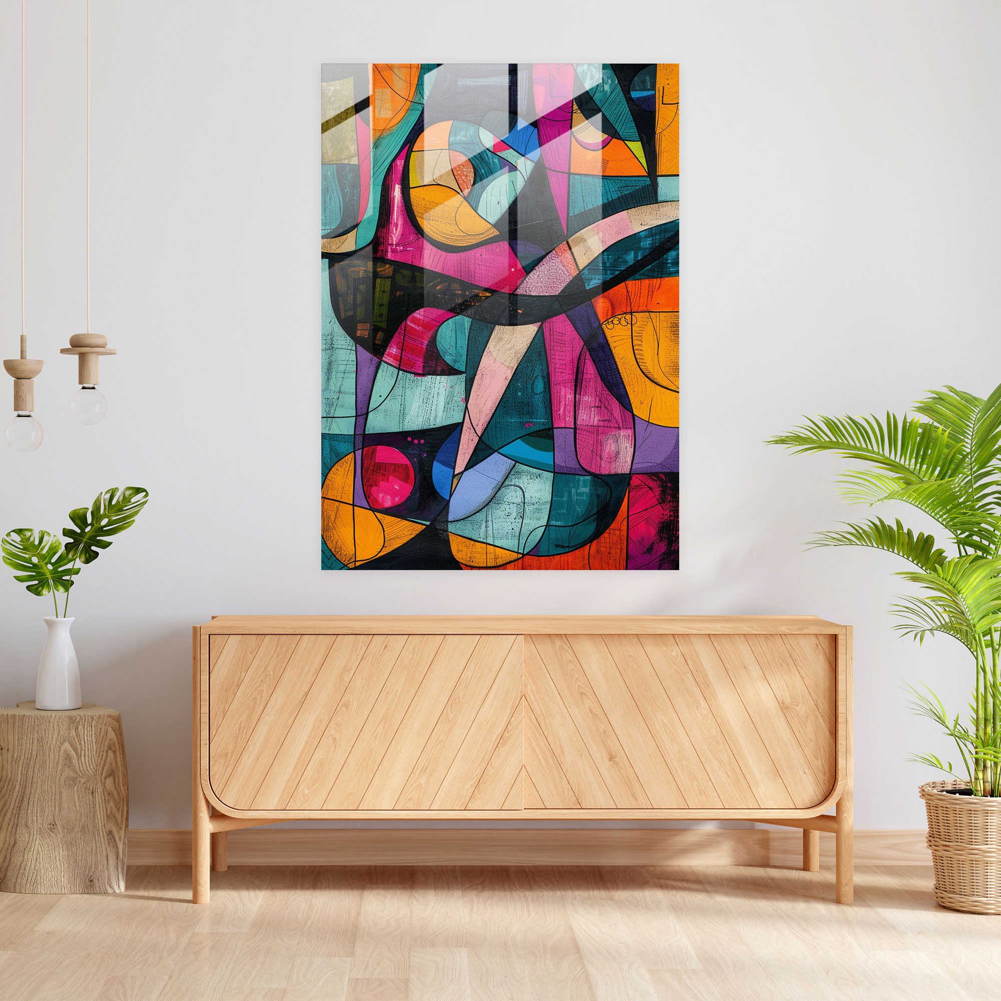 Colorful Abstract Dadaism Glass Print - Dadaism, Home Decoration, Glass Wall Art, Glass Art