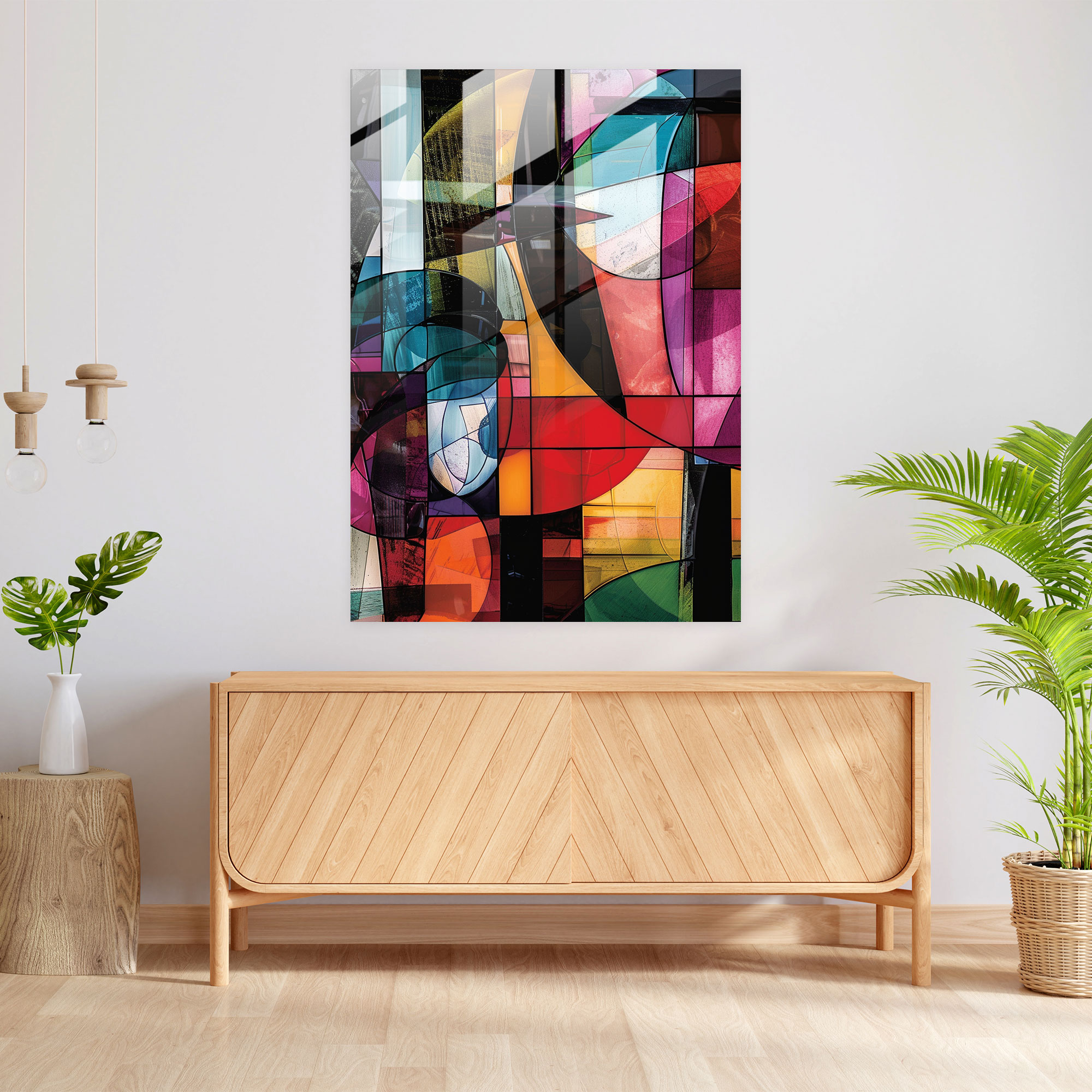 Dadaism Glass Print - Abstract Shapes And Bold Colors - Dadaism, Dadaism Art Style, Home Decoration, Abstract Design