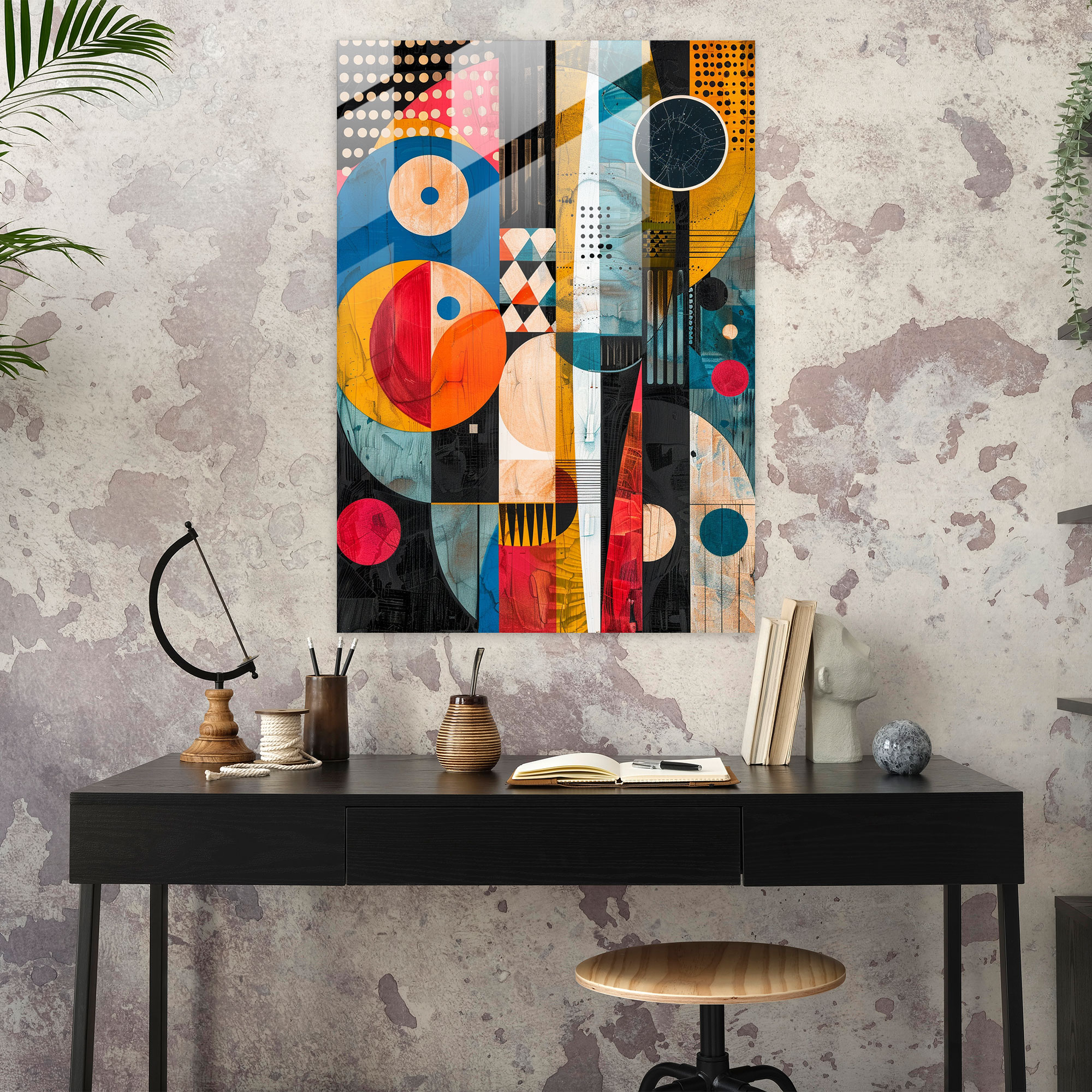 Dadaism Glass Print - Abstract Shapes And Patterns - Dadaism, Home Decoration, Modern Art, Glass Print