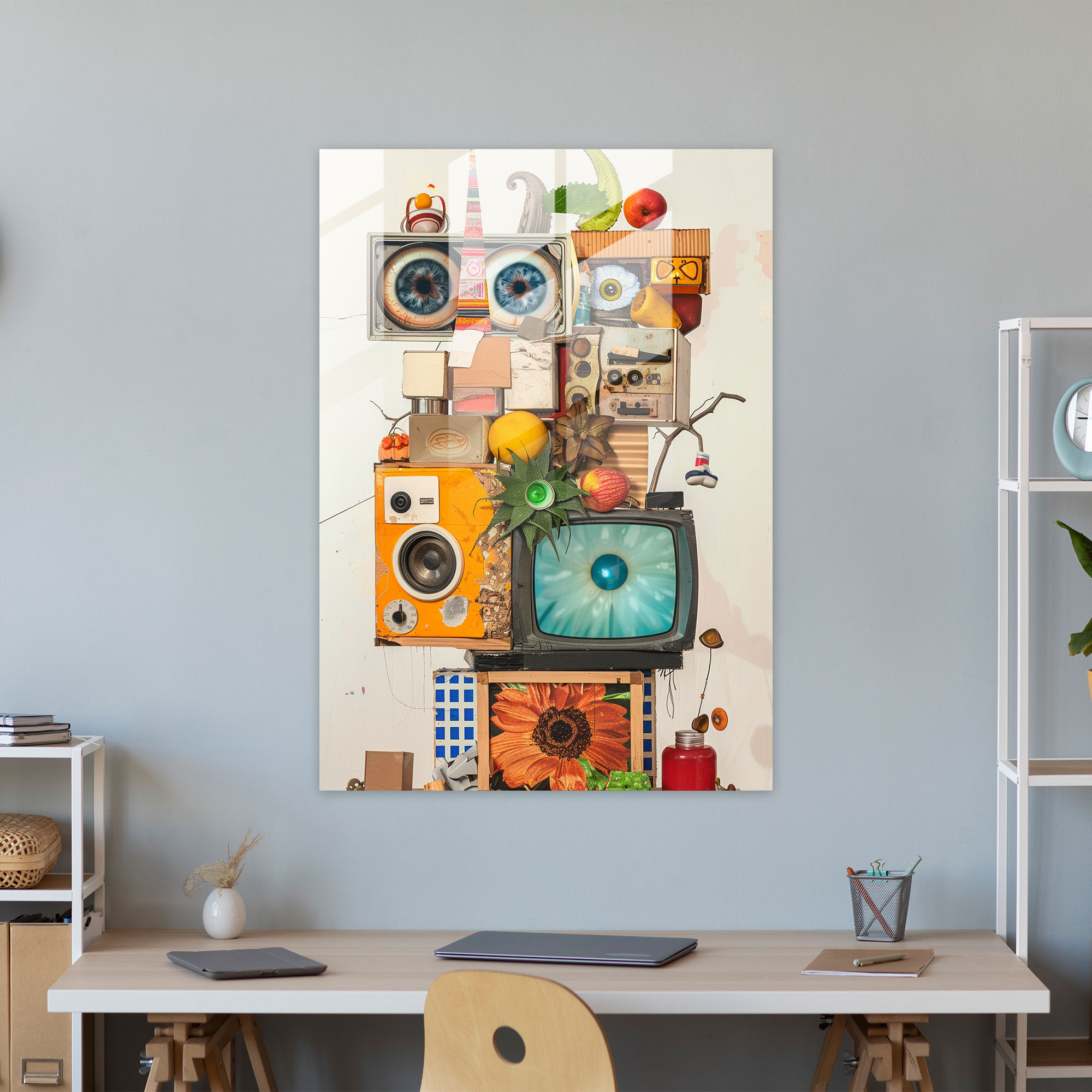 Dadaism Wall Decoration - Surreal Everyday Objects Collage - Dadaism, Glass Wall Art, Modern Art, Dadaism Art Style