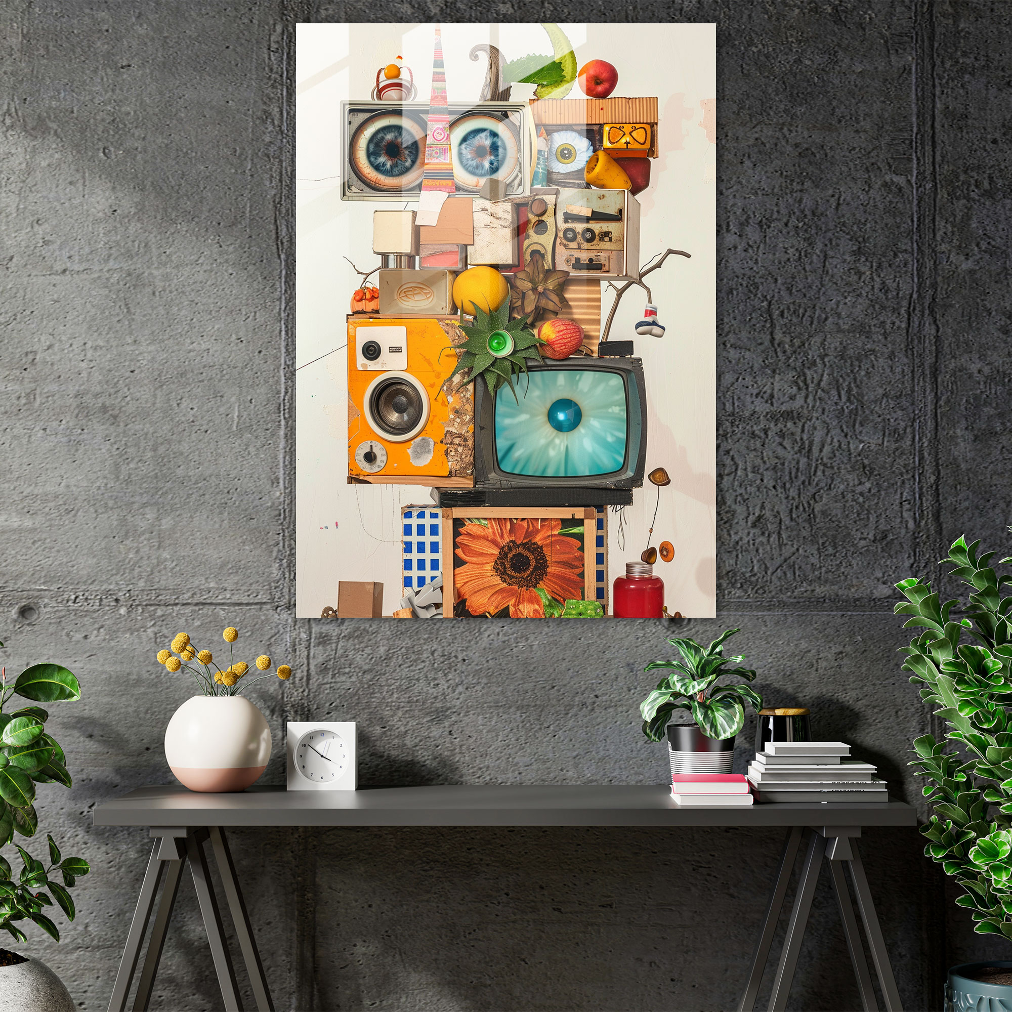 Dadaism Wall Decoration - Surreal Everyday Objects Collage - Dadaism, Glass Wall Art, Modern Art, Dadaism Art Style