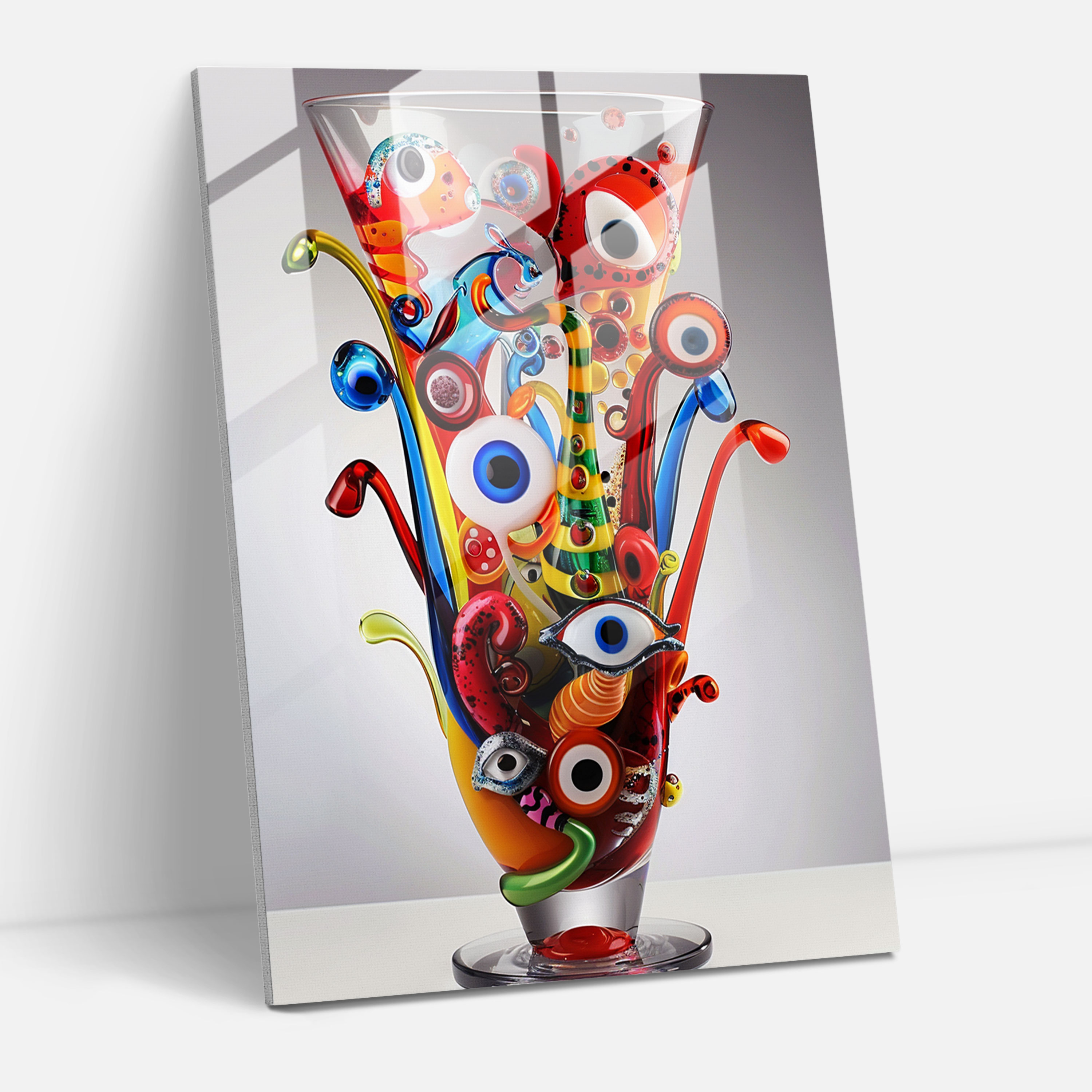 Dadaism Glass Art - Whimsical Characters And Vibrant Colors - Dadaism, Glass Art, Dadaism Art Style, Modern Art