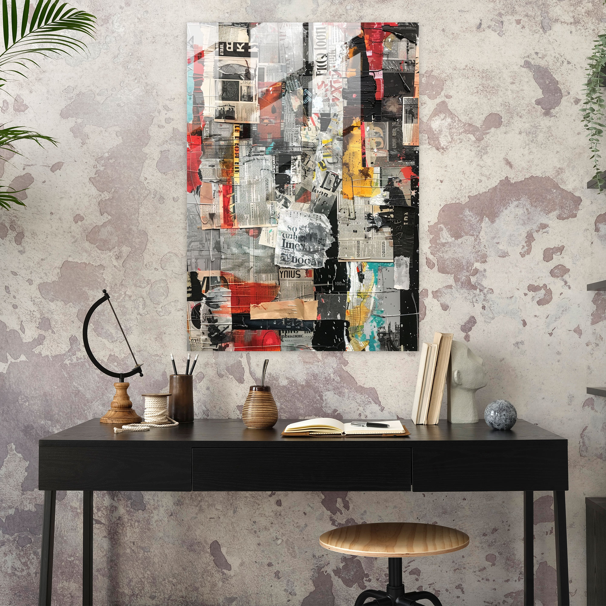 Dadaism Glass Wall Art - Newspaper Clippings And Random Words Collage - Dadaism, Modern Art, Dadaism Art Style, Glass Wall Art