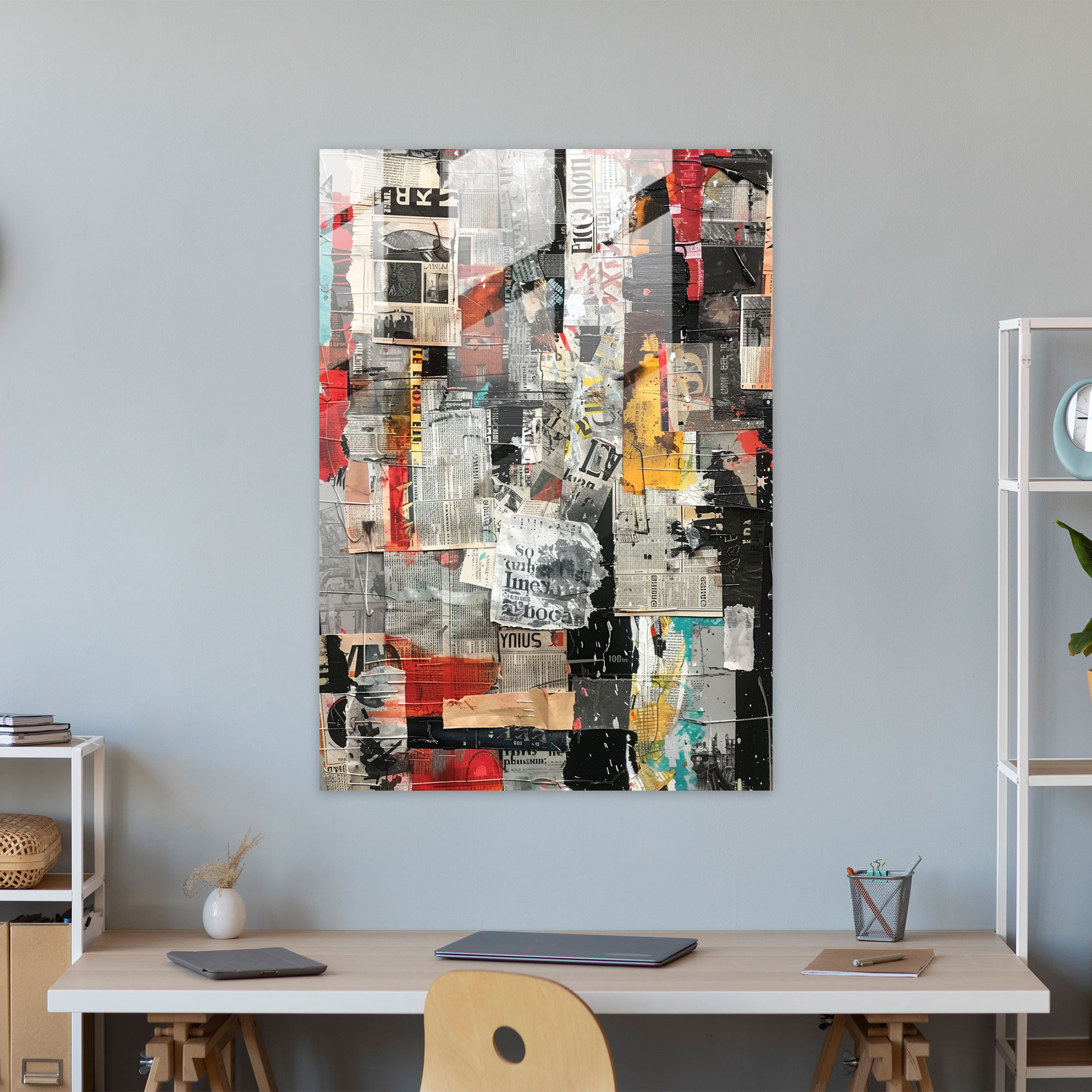 Dadaism Glass Wall Art - Newspaper Clippings And Random Words Collage - Dadaism, Modern Art, Dadaism Art Style, Glass Wall Art