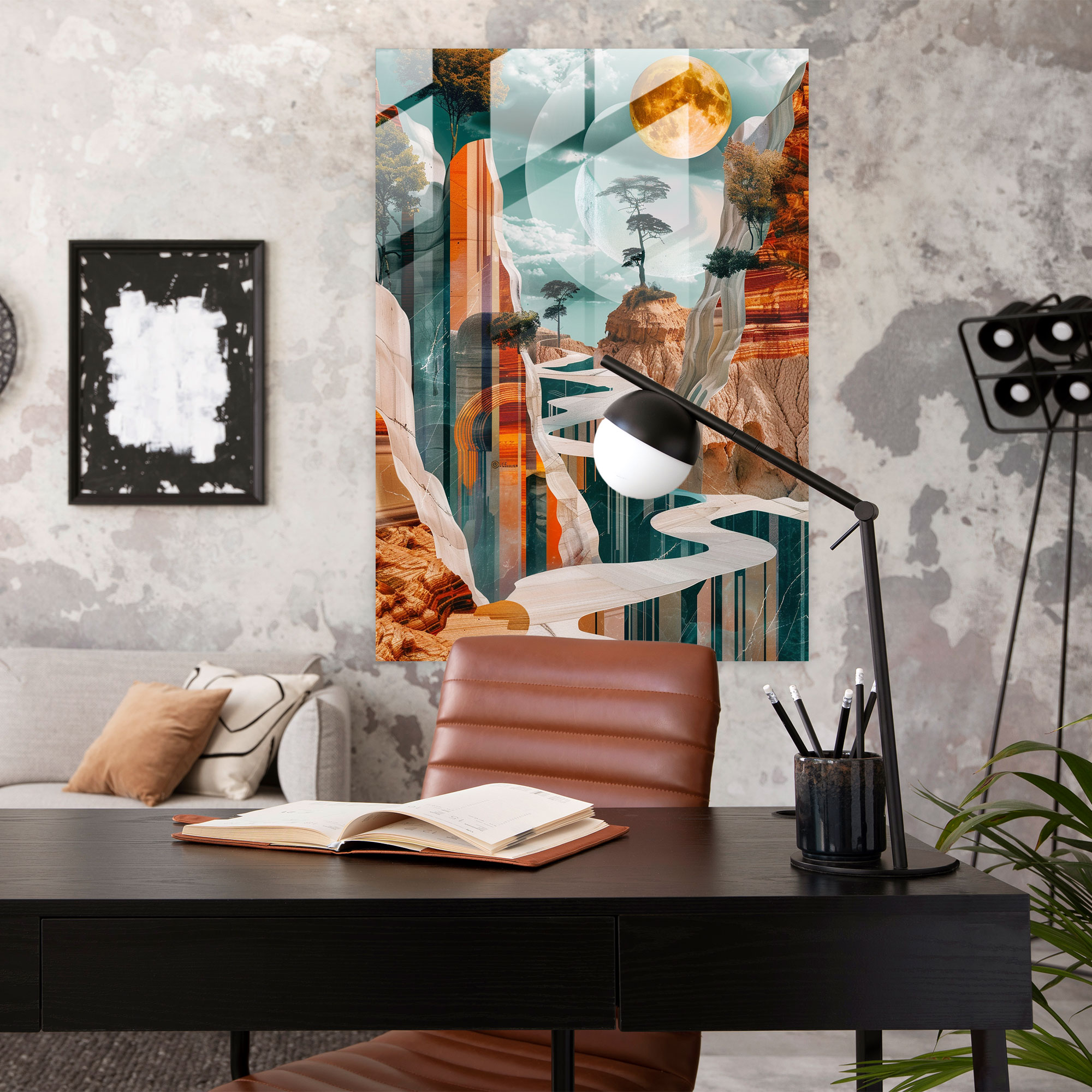 Dadaism Wall Decoration - Surreal Landscape With Distorted Perspective - Dadaism, Dadaism Art Style, Wall Decoration, Glass Wall Art