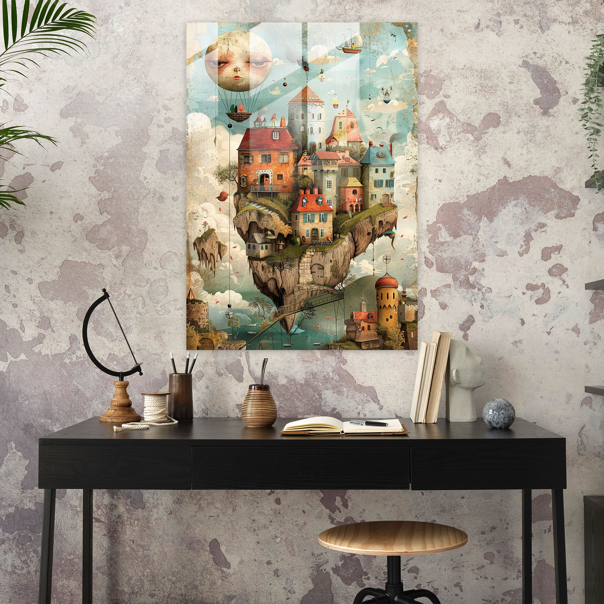 Dadaism Glass Print - Whimsical Characters And Surreal Landscapes - Dadaism, Glass Art, Dadaism Art Style, Modern Art
