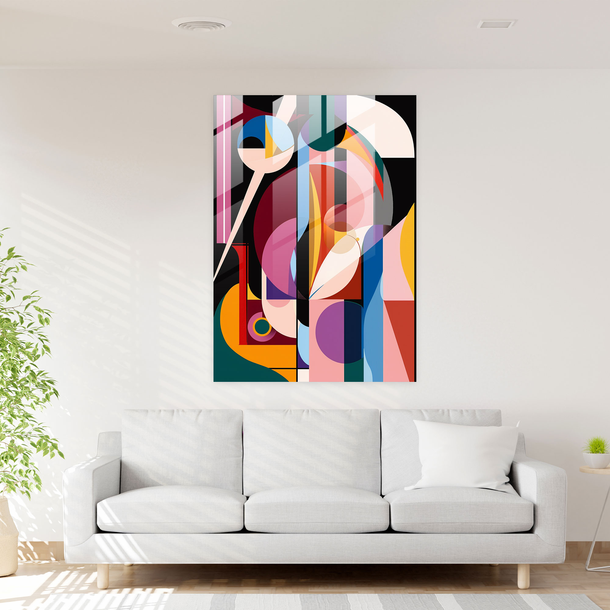 Dadaism Glass Print - Abstract Geometric Shapes - Dadaism, Home Decoration, Dadaism, Glass Print