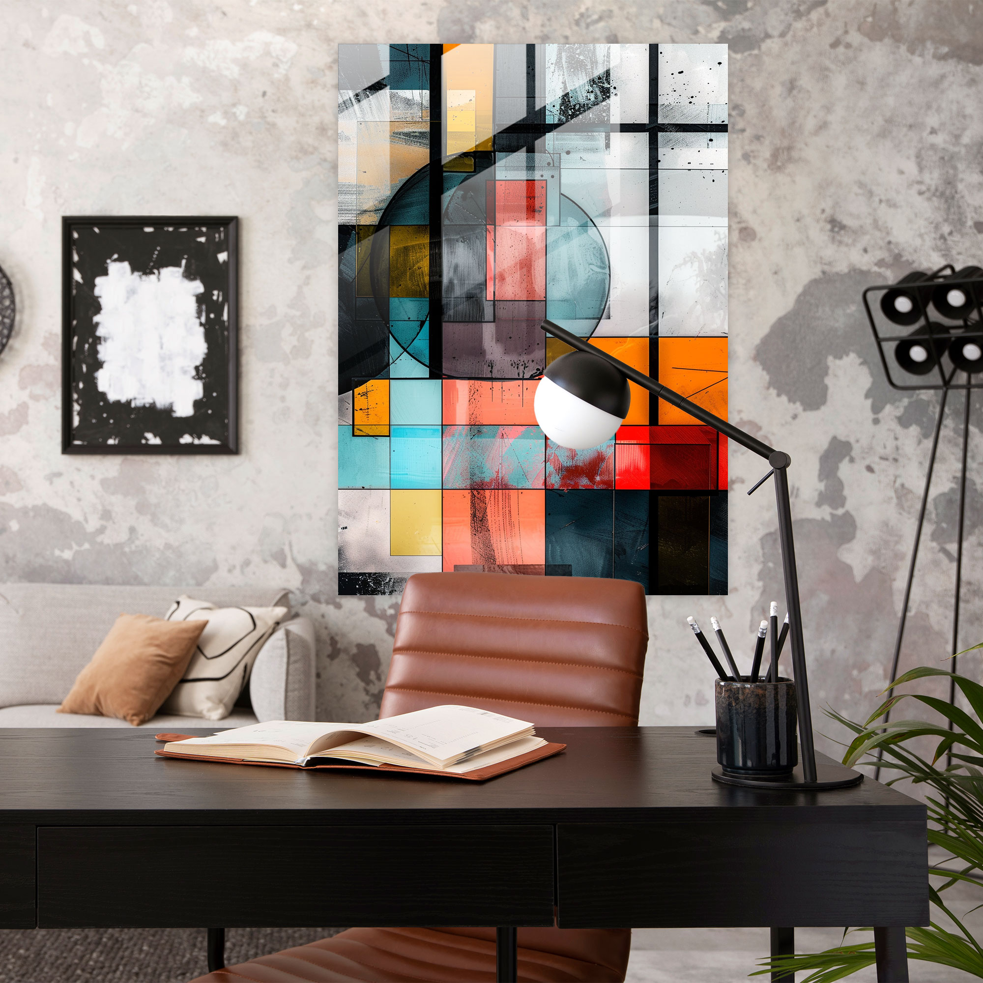 Dadaism Glass Print - Color Blocks - Dadaism, Home Decoration, Glass Wall Art, Wall Decoration