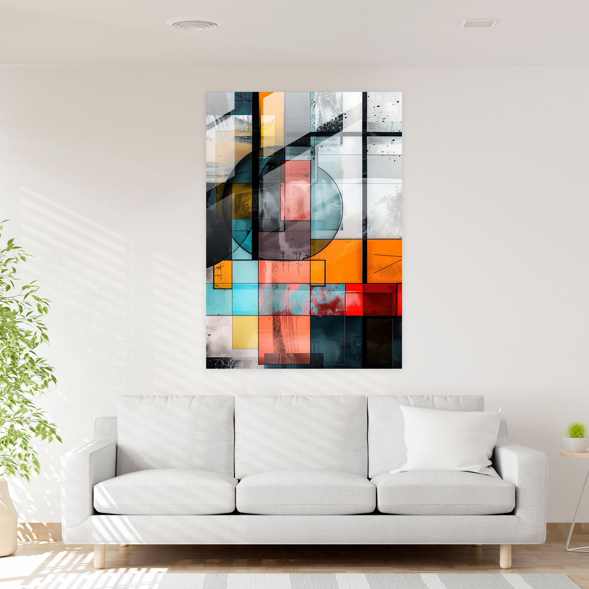 Dadaism Glass Print - Color Blocks - Dadaism, Home Decoration, Glass Wall Art, Wall Decoration