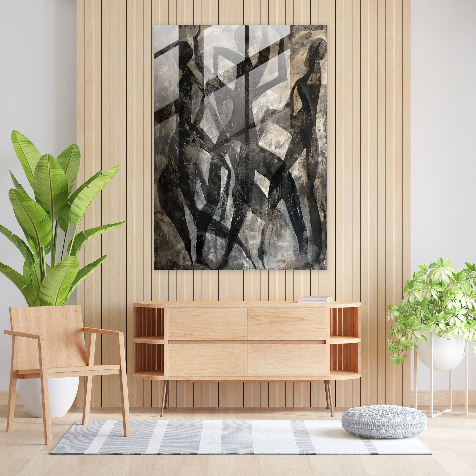 Monochromatic Dadaism Glass Print - Dadaism, Home Decoration, Wall Decoration, Glass Print