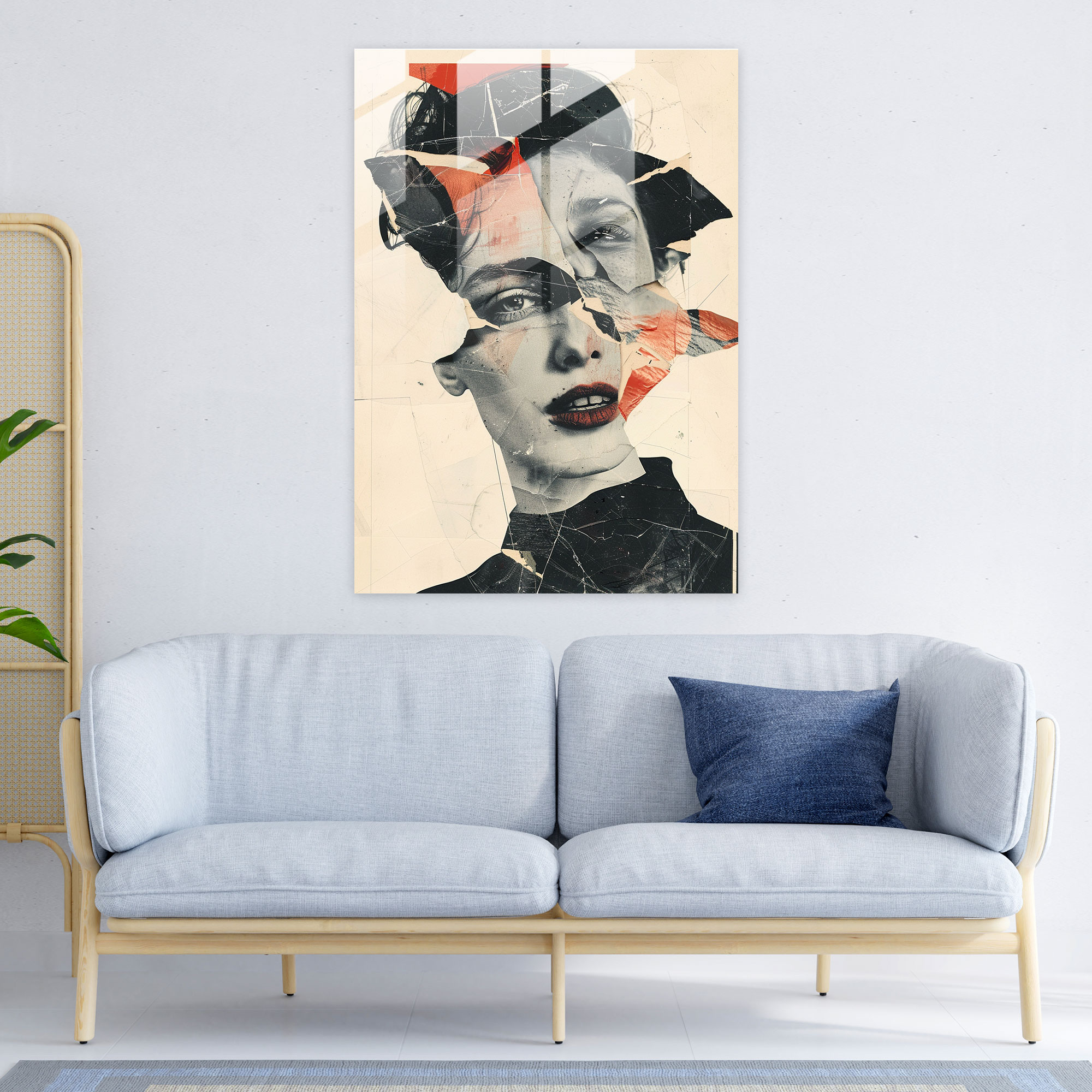 Fragmented Dadaism Glass Print - Dadaism, Modern Art, Home Decoration, Glass Print