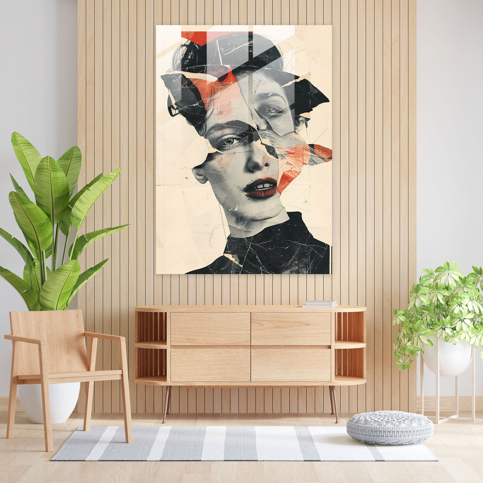 Fragmented Dadaism Glass Print - Dadaism, Modern Art, Home Decoration, Glass Print