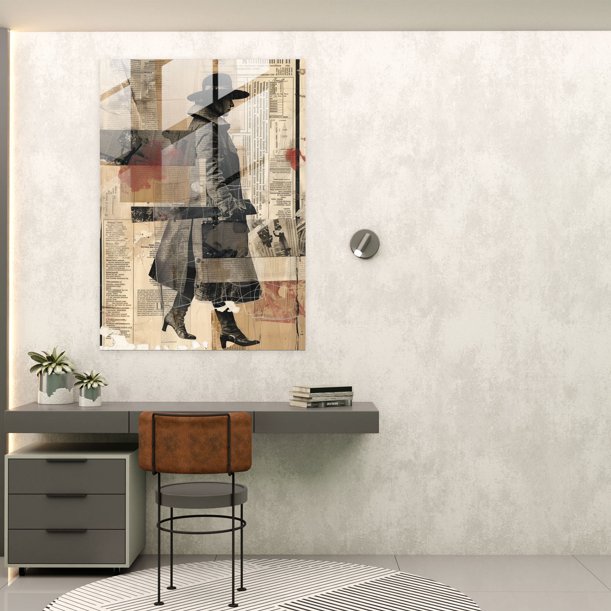 Newspaper Collage Dadaism Glass Print - Dadaism, Glass Wall Art, Modern Art, Wall Decoration
