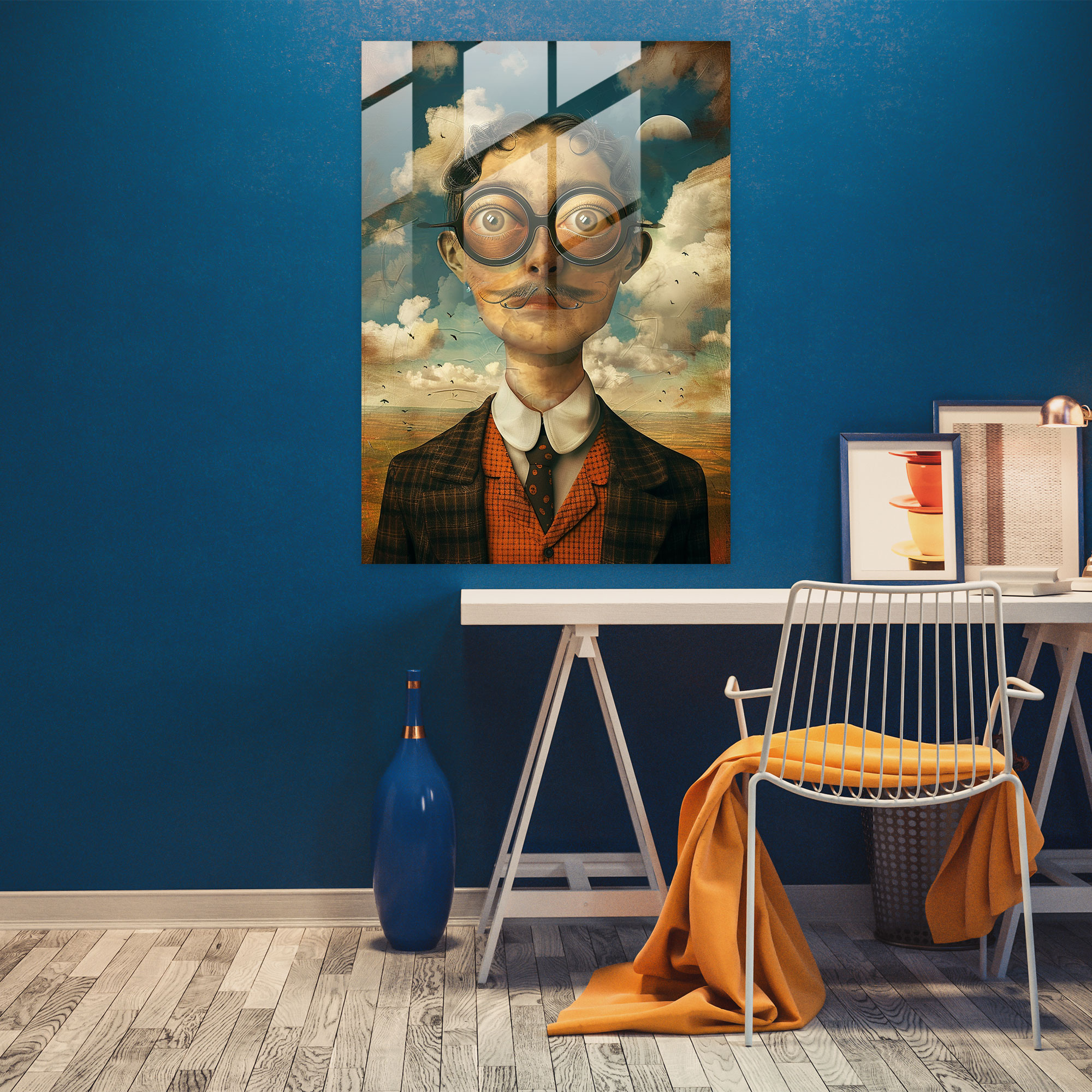 Whimsical Dadaism Glass Print - Dadaism, Glass Wall Art, Wall Decoration, Modern Art