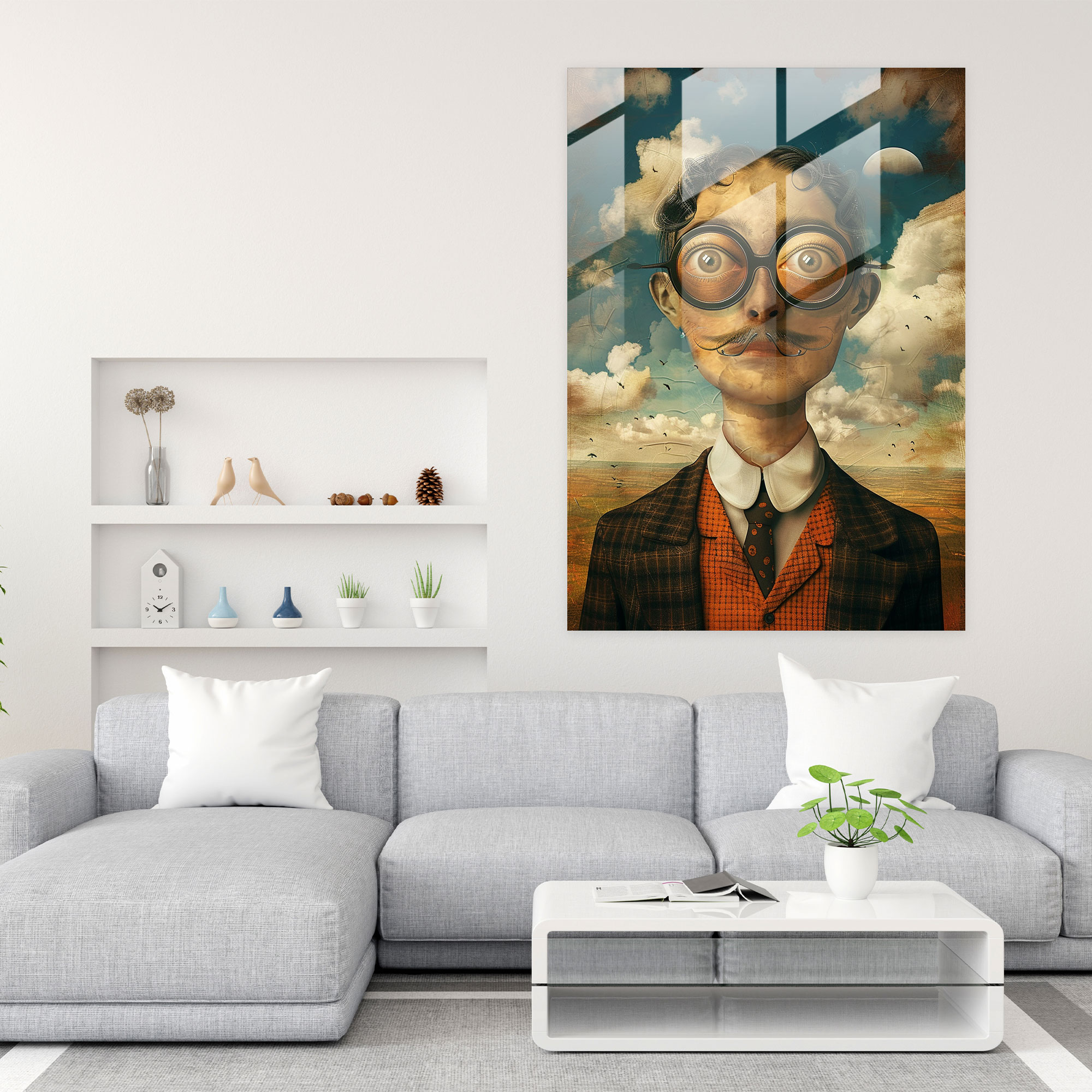 Whimsical Dadaism Glass Print - Dadaism, Glass Wall Art, Wall Decoration, Modern Art