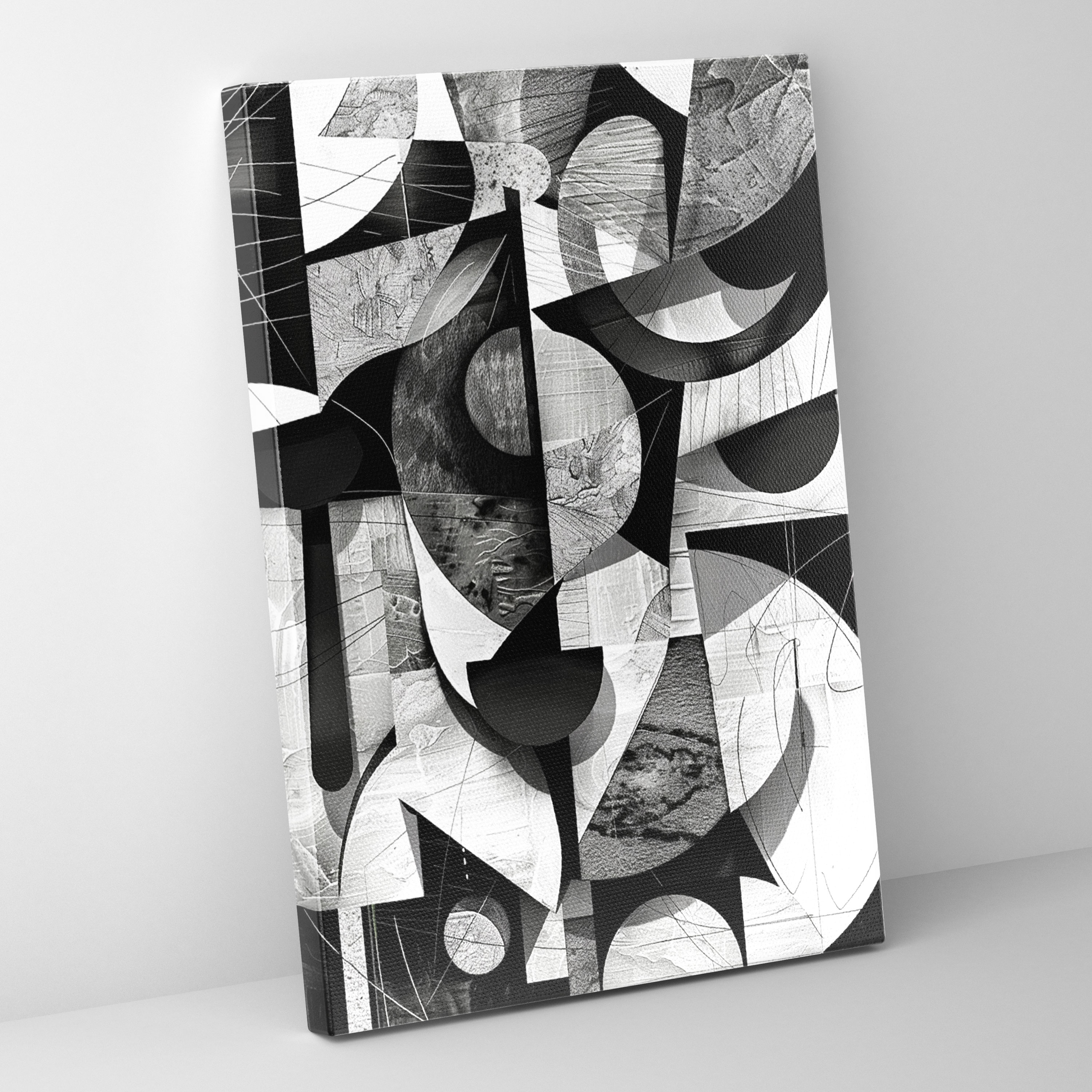 Black And White Dadaism Abstract Wall Art - Dadaism, Wall Art, Wall Decoration, Canvas
