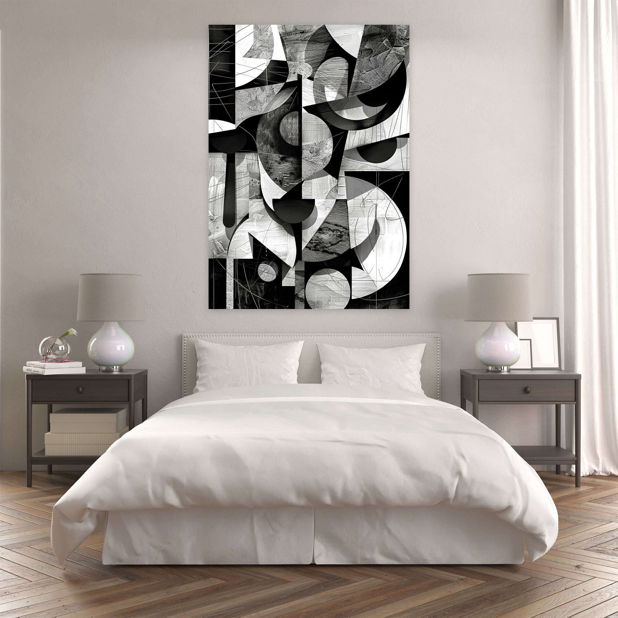 Black And White Dadaism Abstract Wall Art - Dadaism, Wall Art, Wall Decoration, Canvas