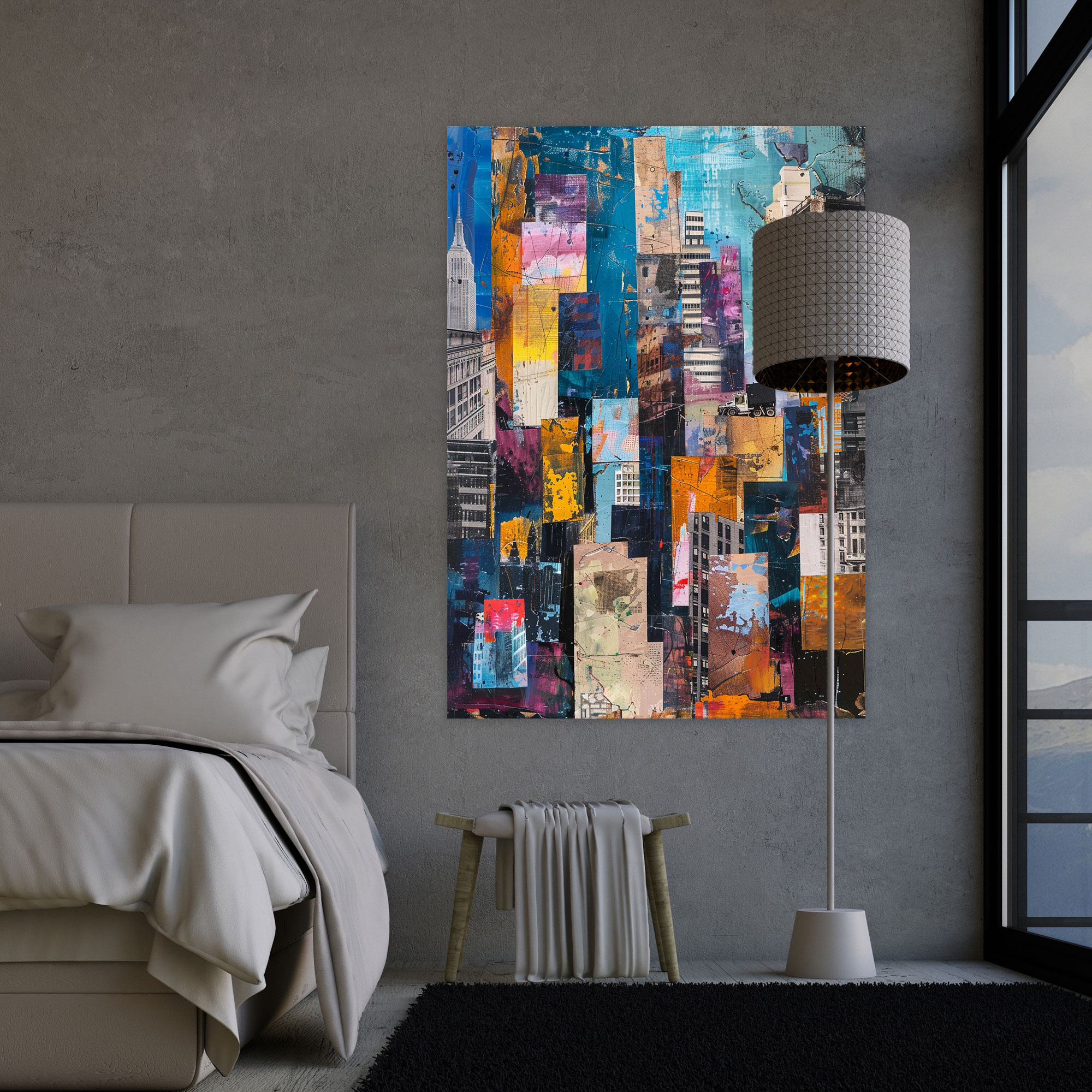 Fragmented Cityscape Dadaism Wall Art - Dadaism, Home Decoration, Canvas, Canvas Wall Art