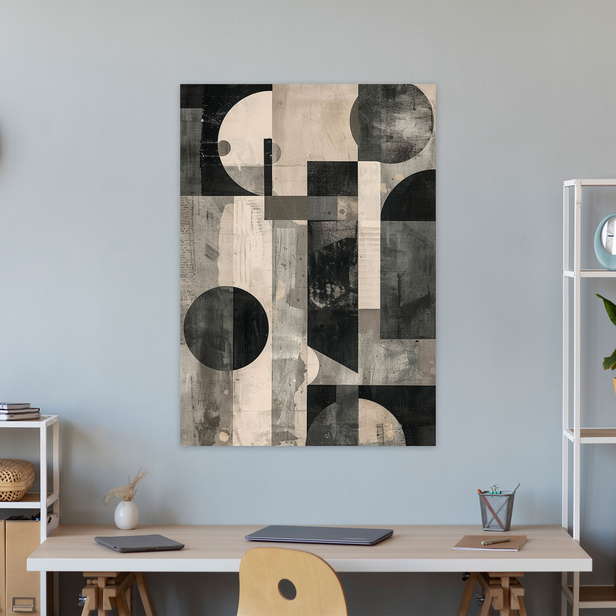 Dadaism Monochromatic Shapes Canvas Print - Dadaism, Canvas Print, Wall Art, Canvas Wall Art