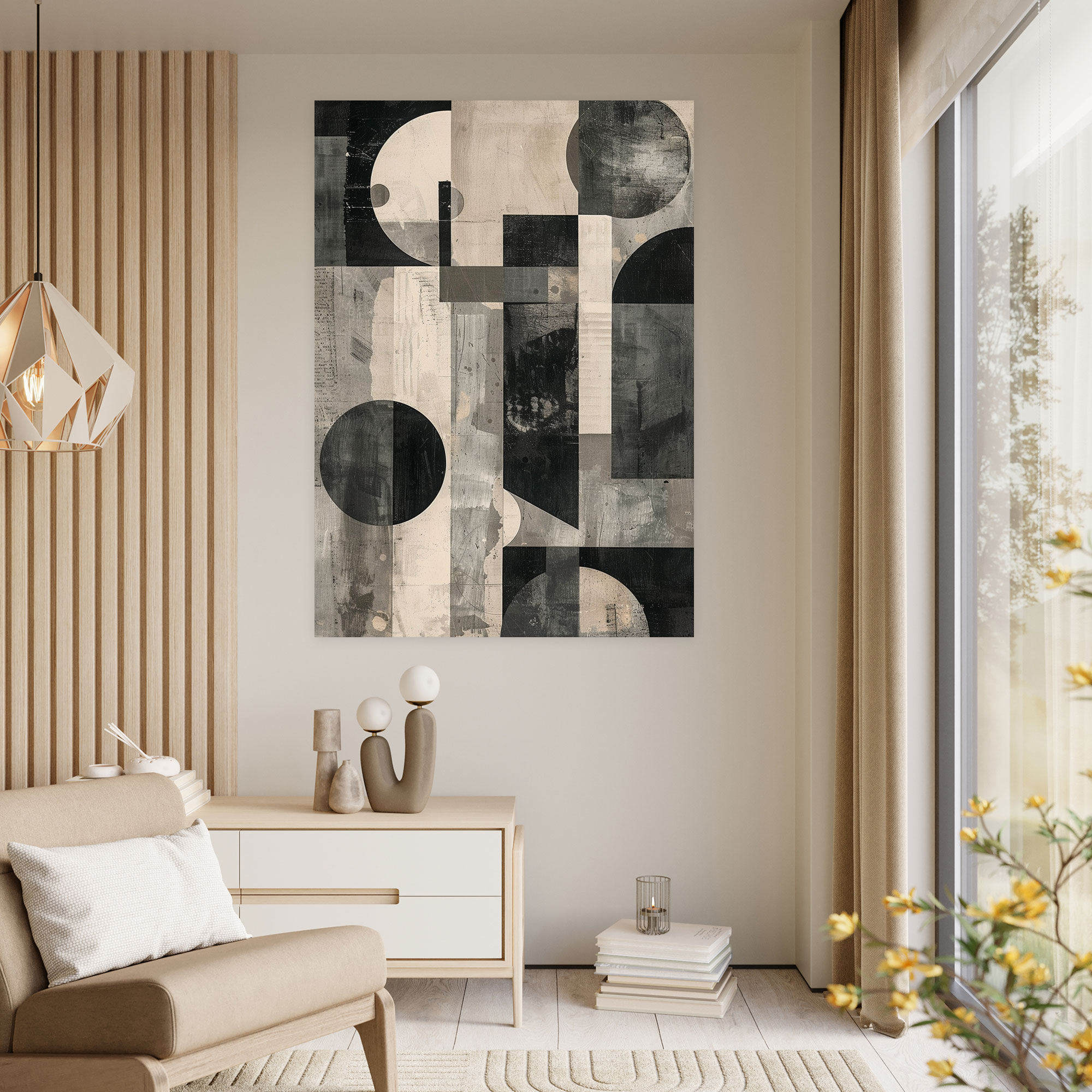 Dadaism Monochromatic Shapes Canvas Print - Dadaism, Canvas Print, Wall Art, Canvas Wall Art