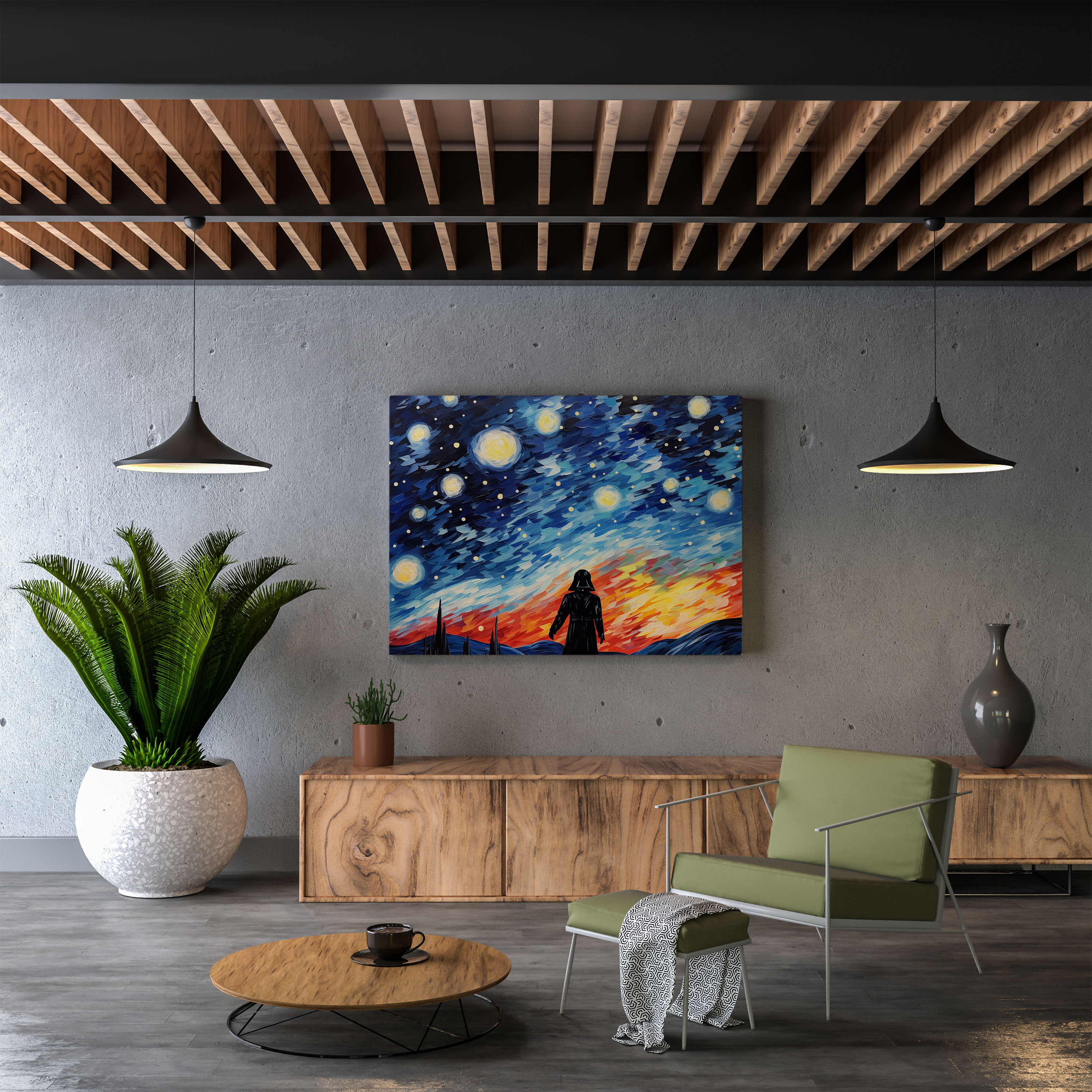 Darth Vader Wall Decoration - Starry Night - Darth Vader, Darth Vader, Home Decoration, Canvas Wall Art