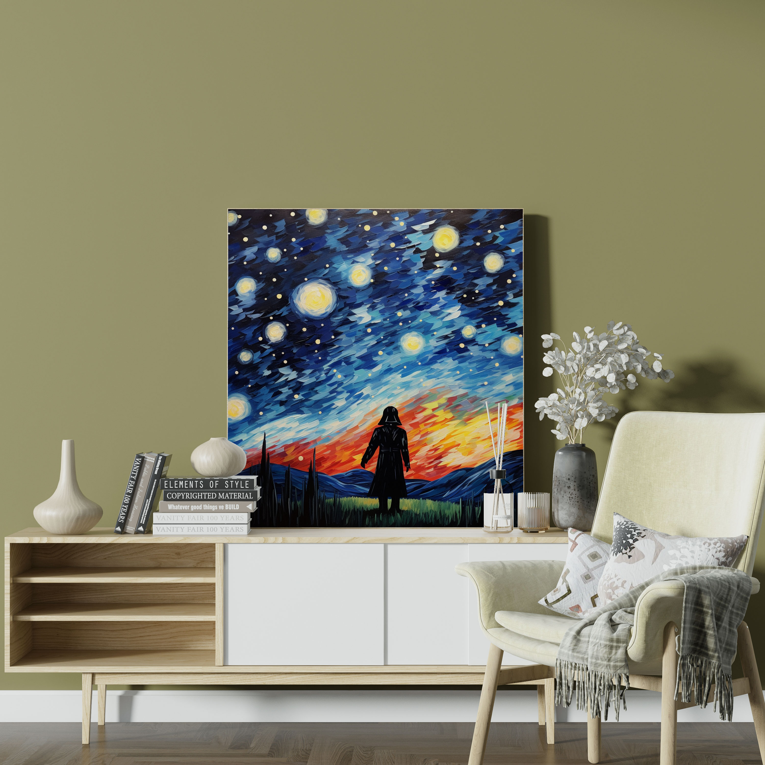 Darth Vader Wall Decoration - Starry Night - Darth Vader, Darth Vader, Home Decoration, Canvas Wall Art