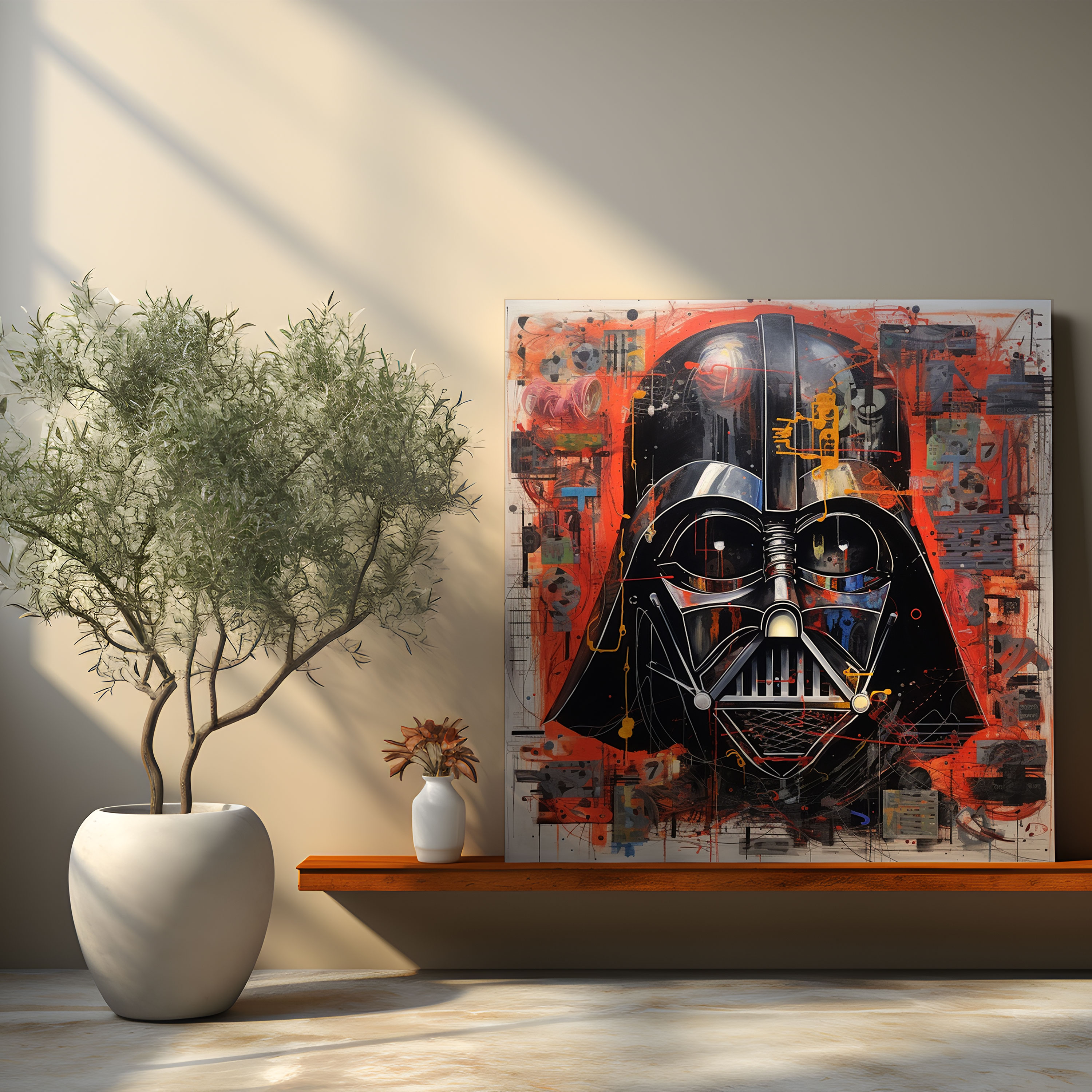 Darth Vader Wall Art - Darth Vader, Darkness, Musical Notes, Abstract Mixed Media Artwork