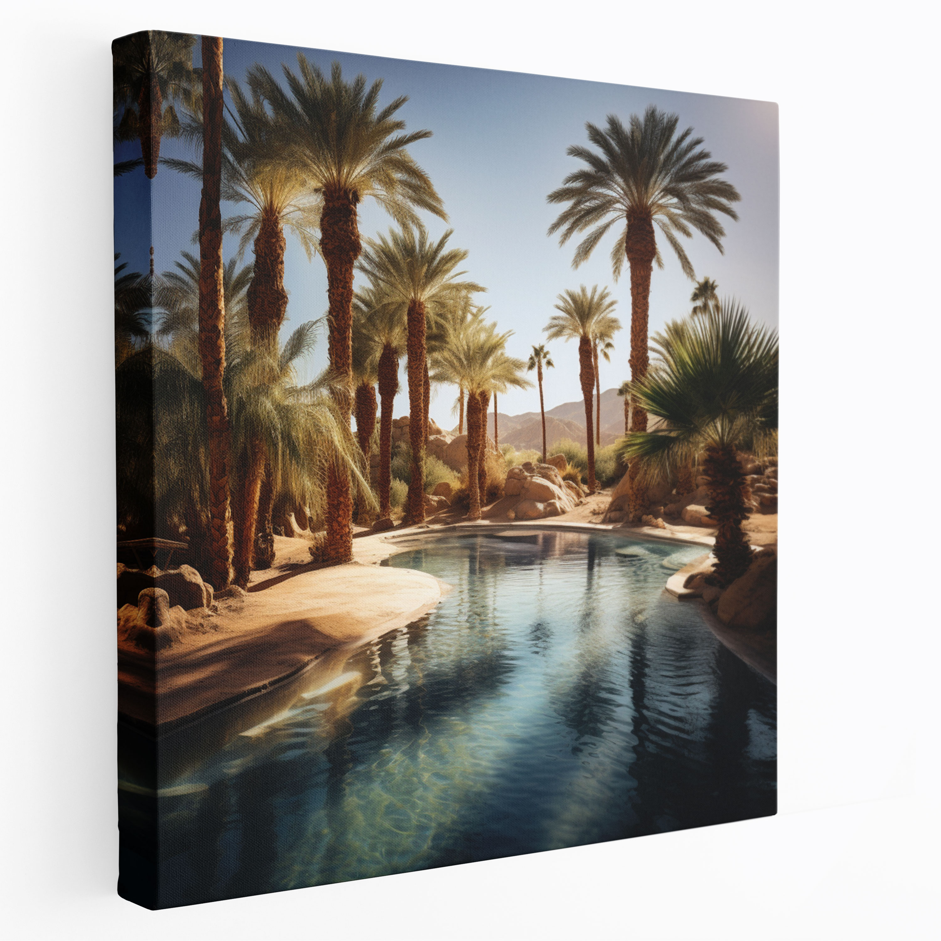 Desert Wall Decoration - Tranquil Oasis Retreat - Desert, Rejuvenating, Desert, Canvas Wall Art