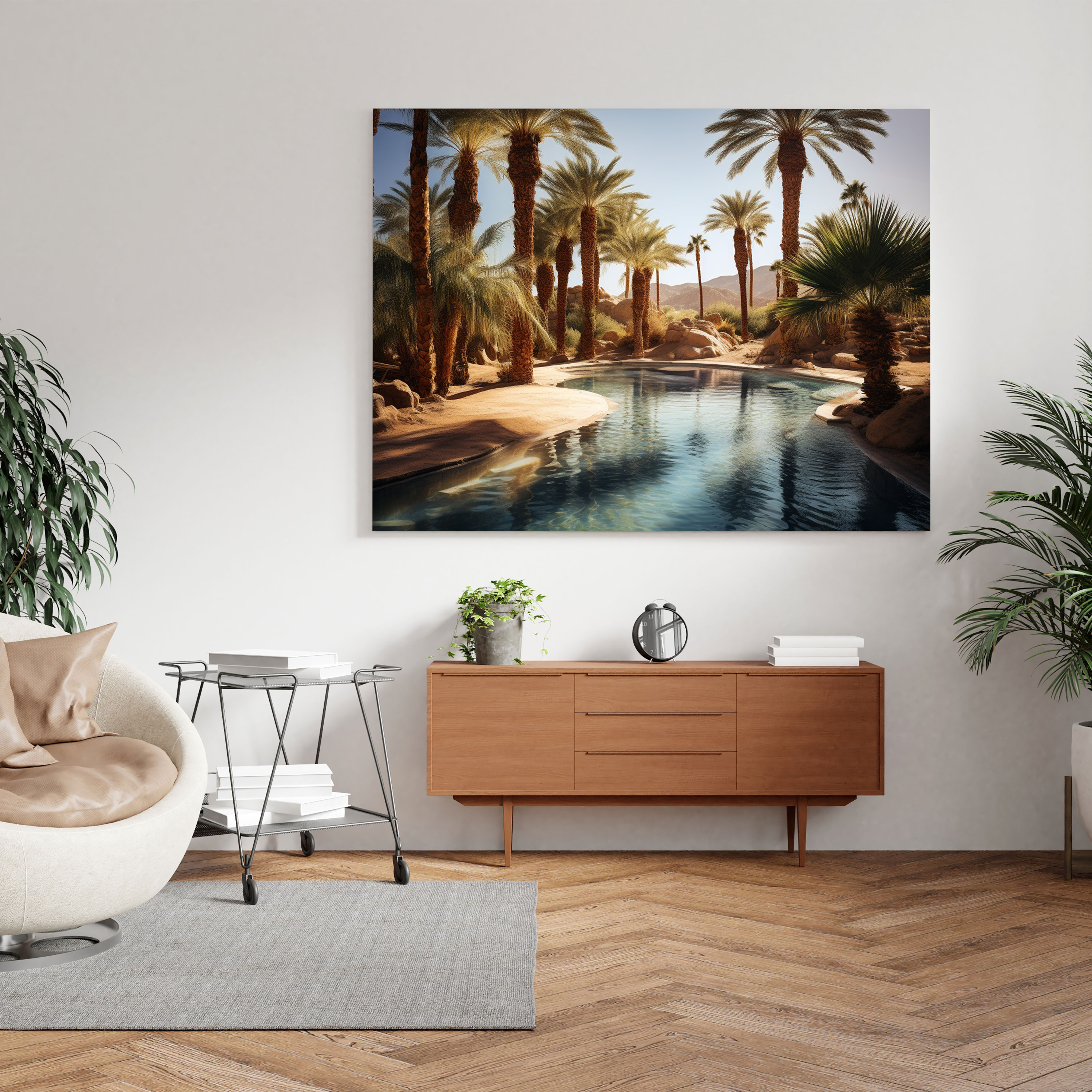 Desert Wall Decoration - Tranquil Oasis Retreat - Desert, Rejuvenating, Desert, Canvas Wall Art
