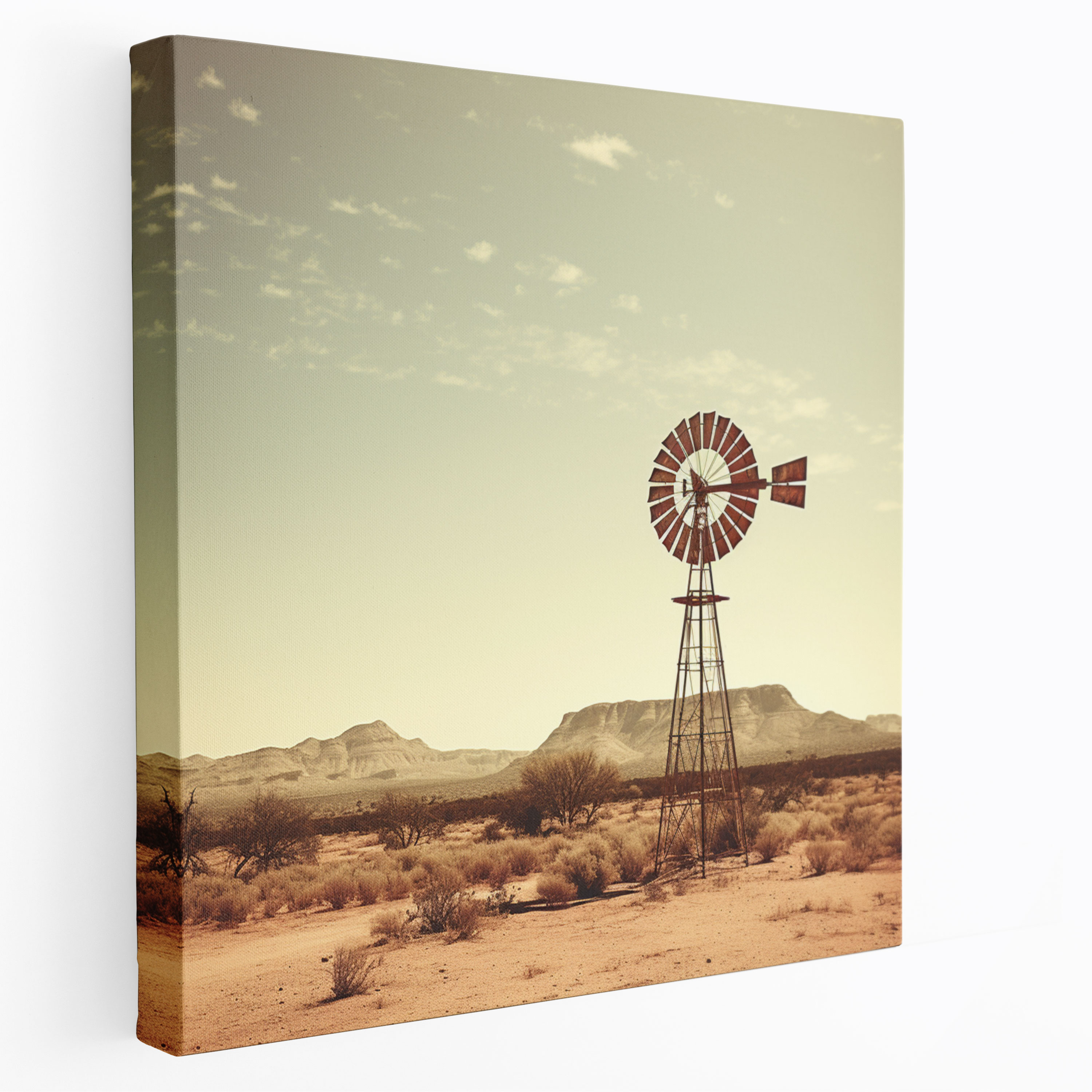 Desert Canvas Print - Vintage Desert Windmill - Desert, Canvas Wall Art, High Quality, Photograph