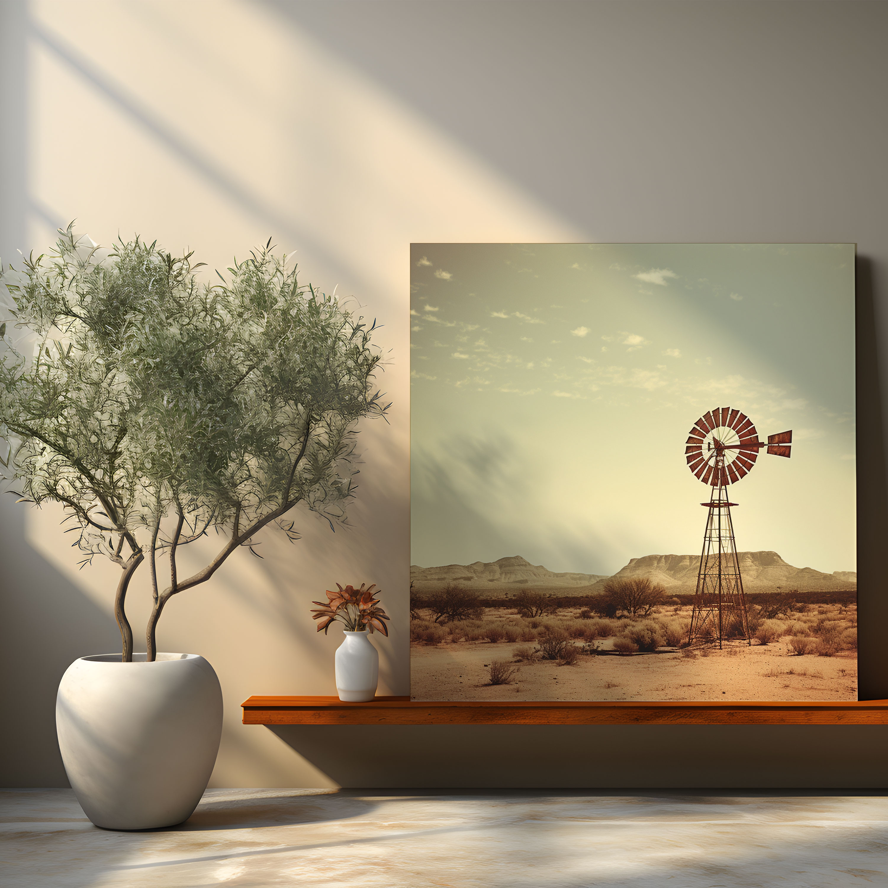Desert Canvas Print - Vintage Desert Windmill - Desert, Canvas Wall Art, High Quality, Photograph