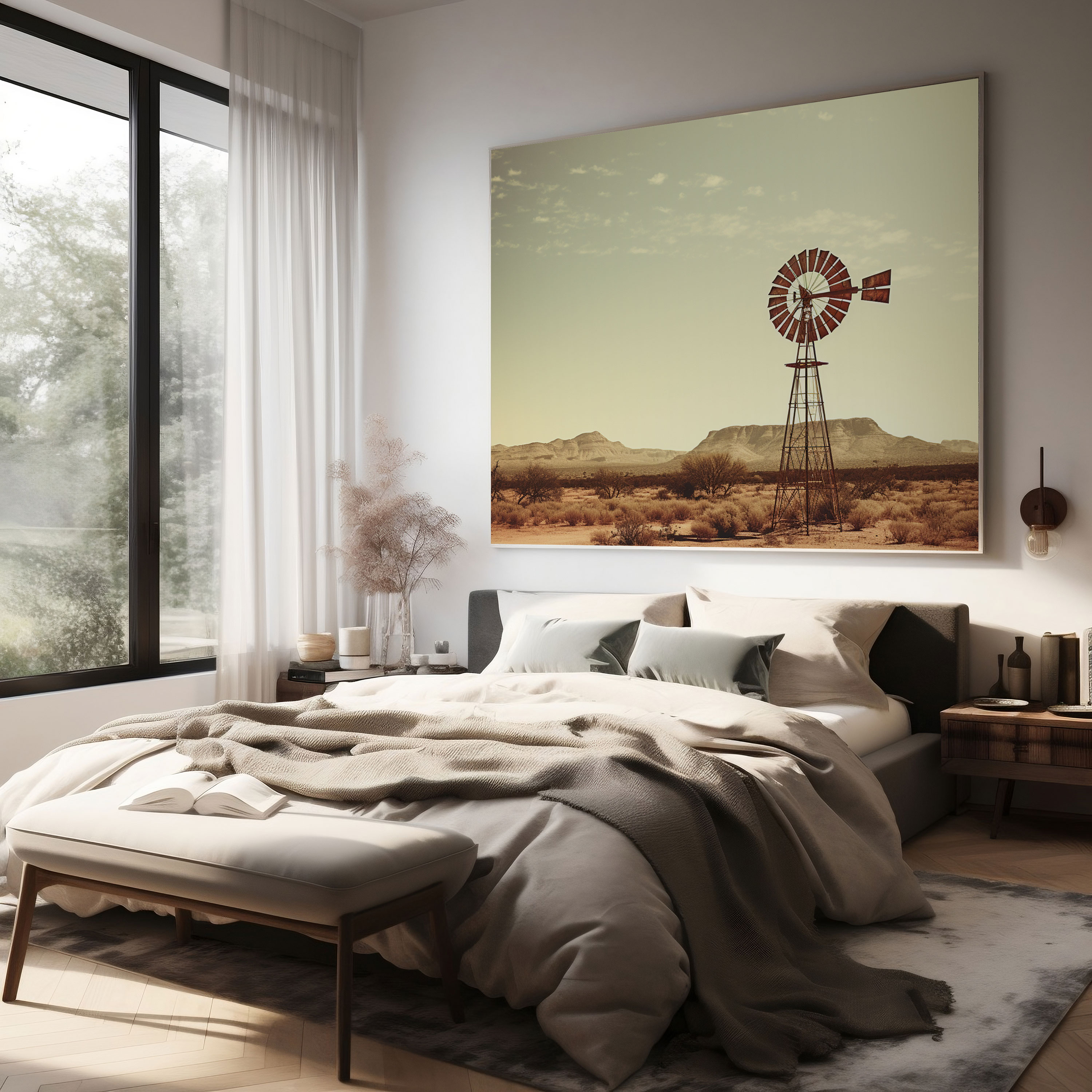 Desert Canvas Print - Vintage Desert Windmill - Desert, Canvas Wall Art, High Quality, Photograph