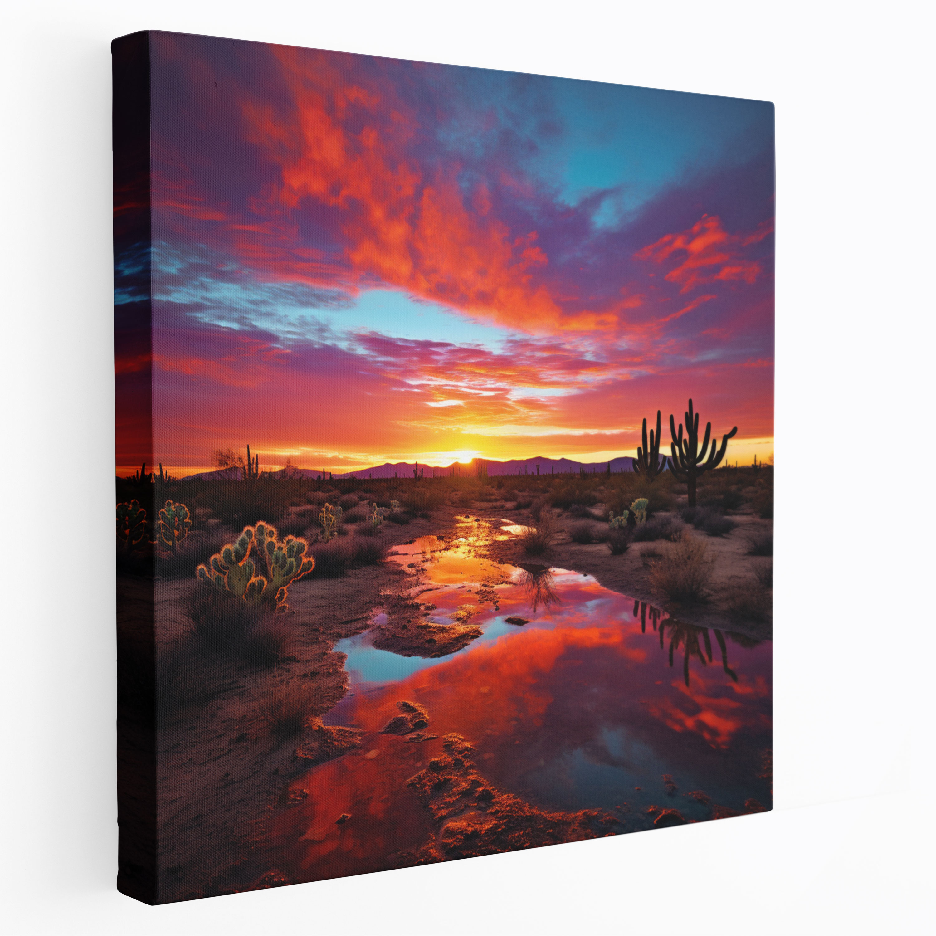 Desert Wall Art - Vibrant Desert Sunset - Desert, Vibrant Colors, Mesmerizing, Home Decoration