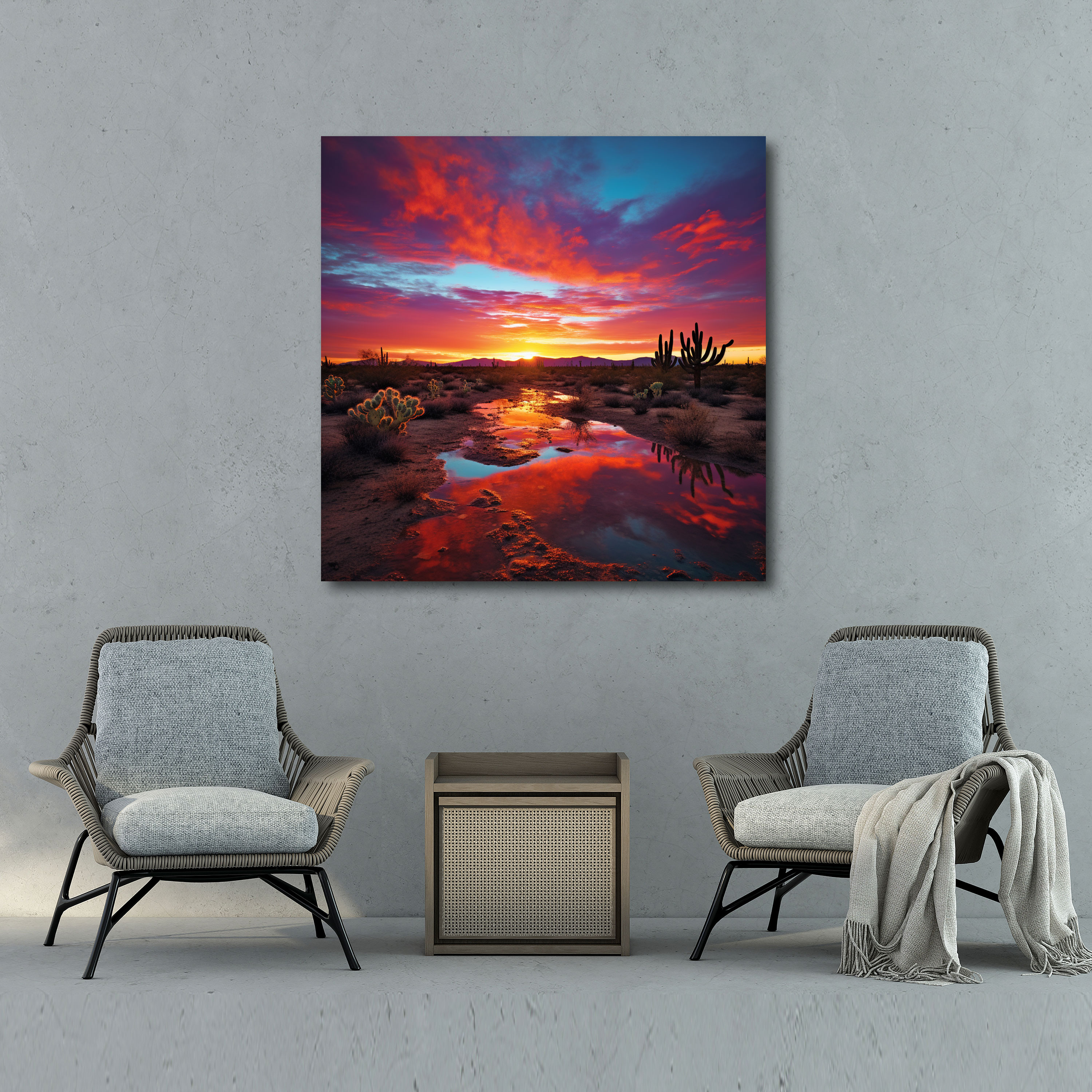 Desert Wall Art - Vibrant Desert Sunset - Desert, Vibrant Colors, Mesmerizing, Home Decoration