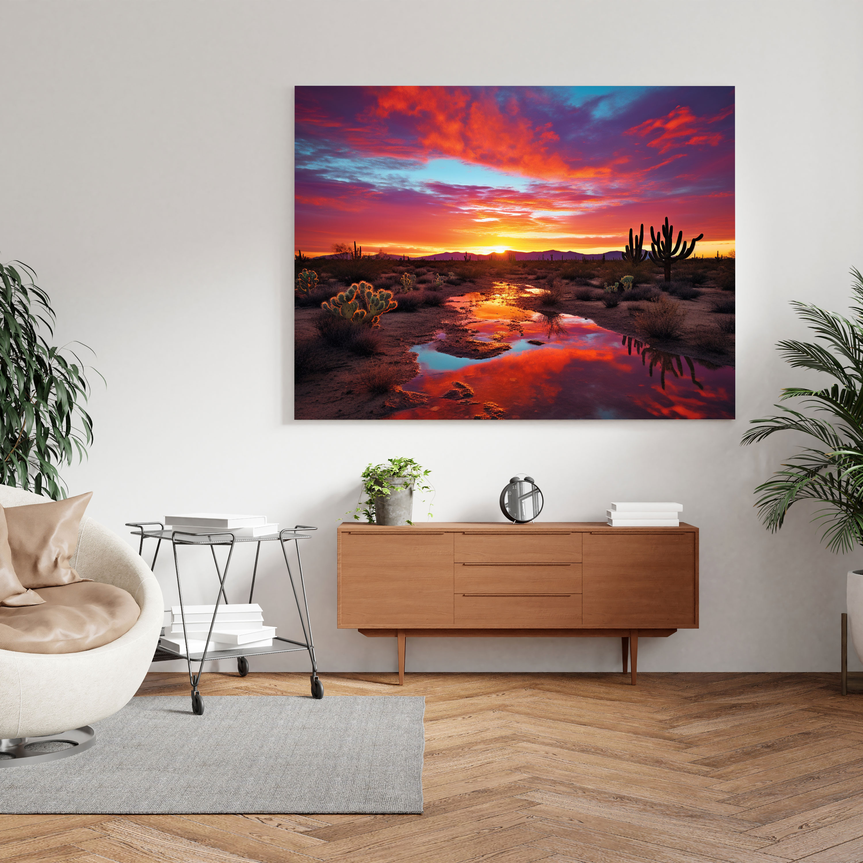Desert Wall Art - Vibrant Desert Sunset - Desert, Vibrant Colors, Mesmerizing, Home Decoration
