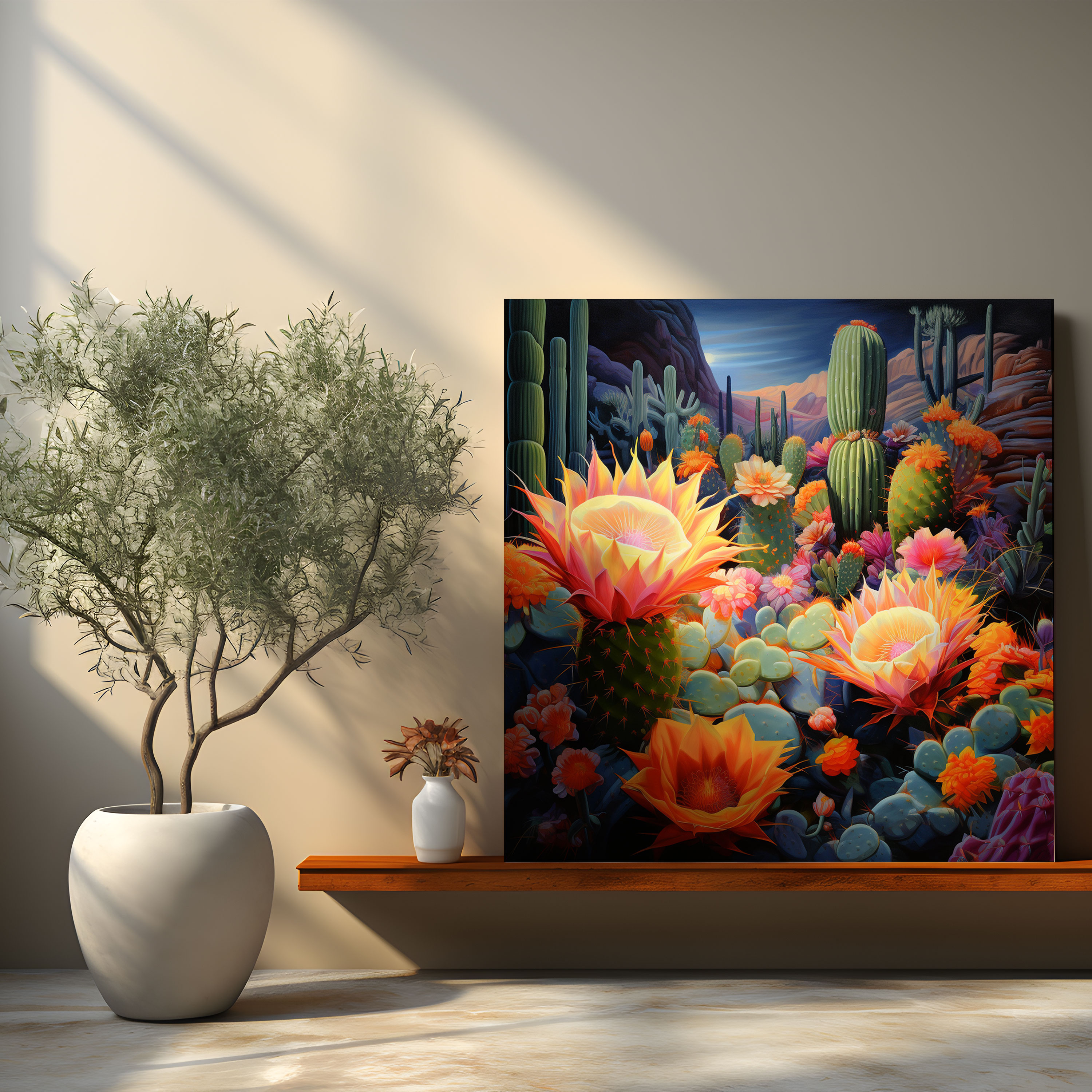 Desert Wall Art - Colorful Desert Flower Canvas Print - Desert, Canvas Print, Canvas Wall Art, Cactus