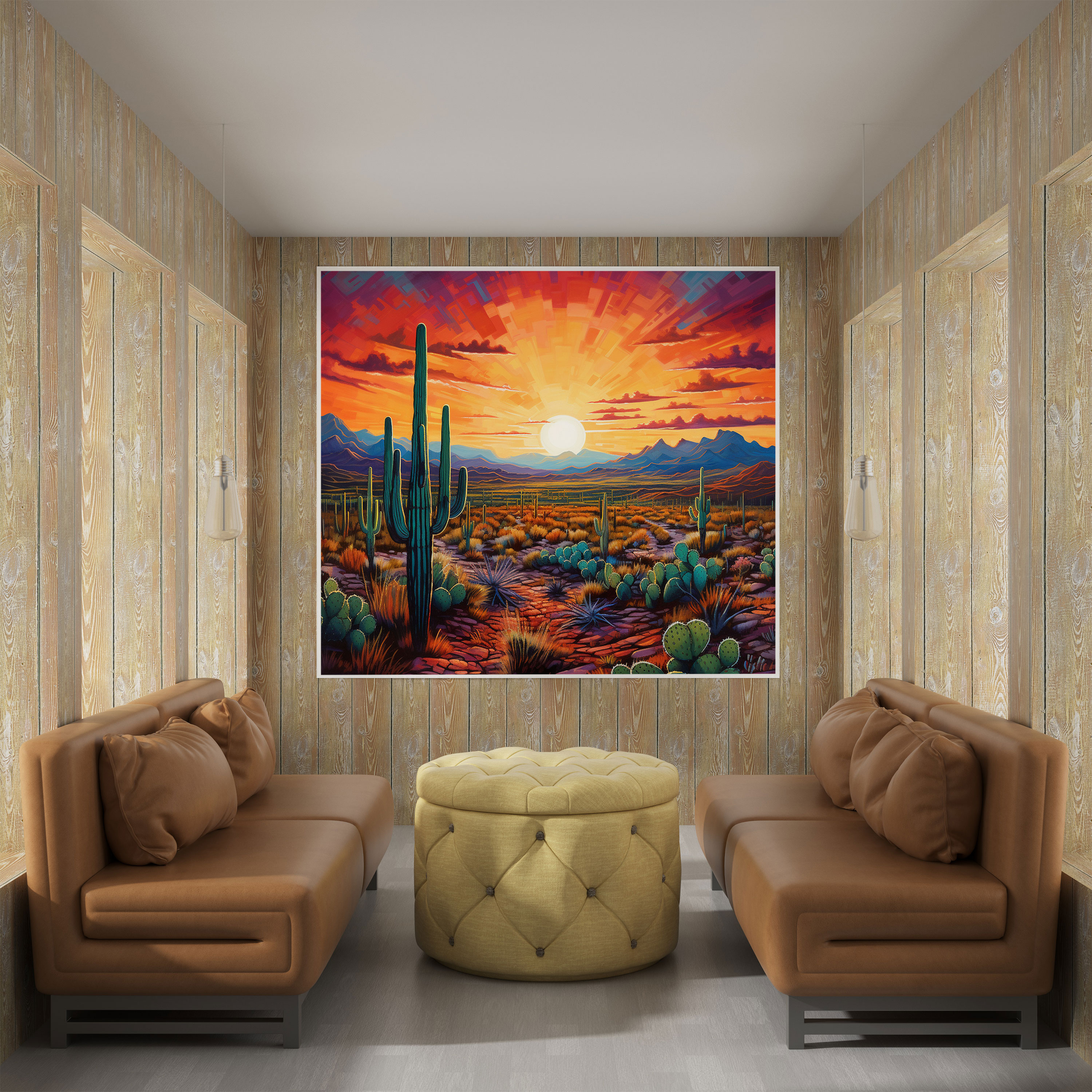 Desert Wall Decoration - Sunset Cactus Canvas Print - Desert, Wall Art, Wall Decoration, Cactus