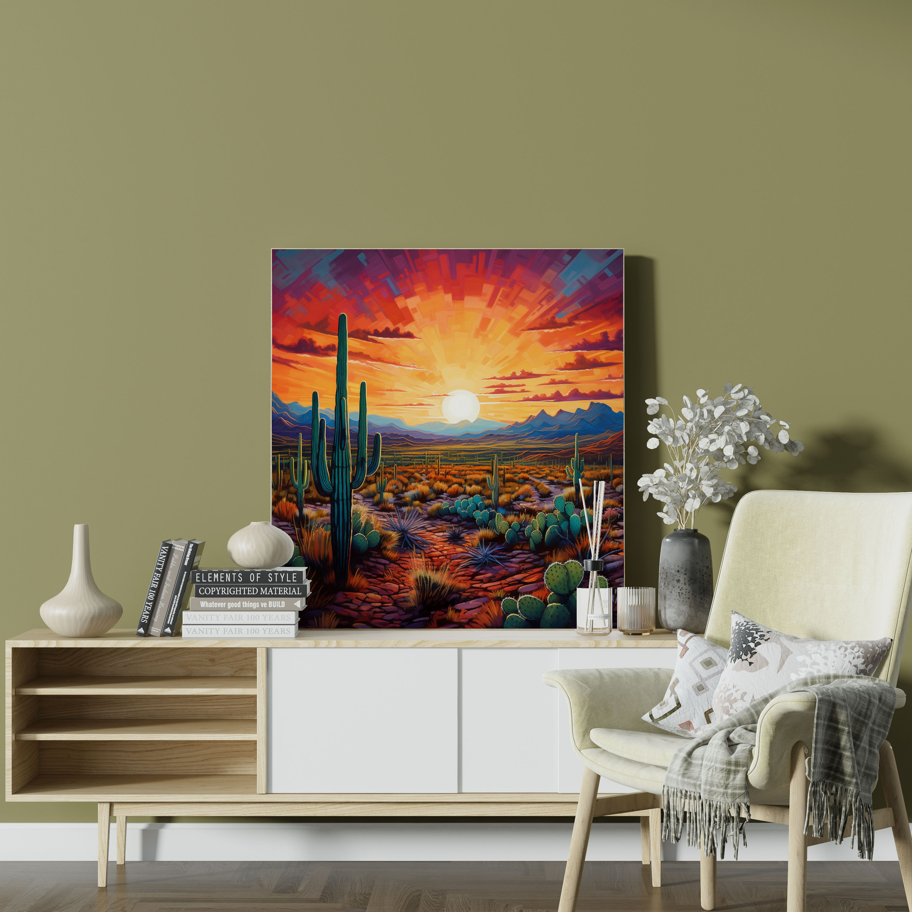 Desert Wall Decoration - Sunset Cactus Canvas Print - Desert, Wall Art, Wall Decoration, Cactus