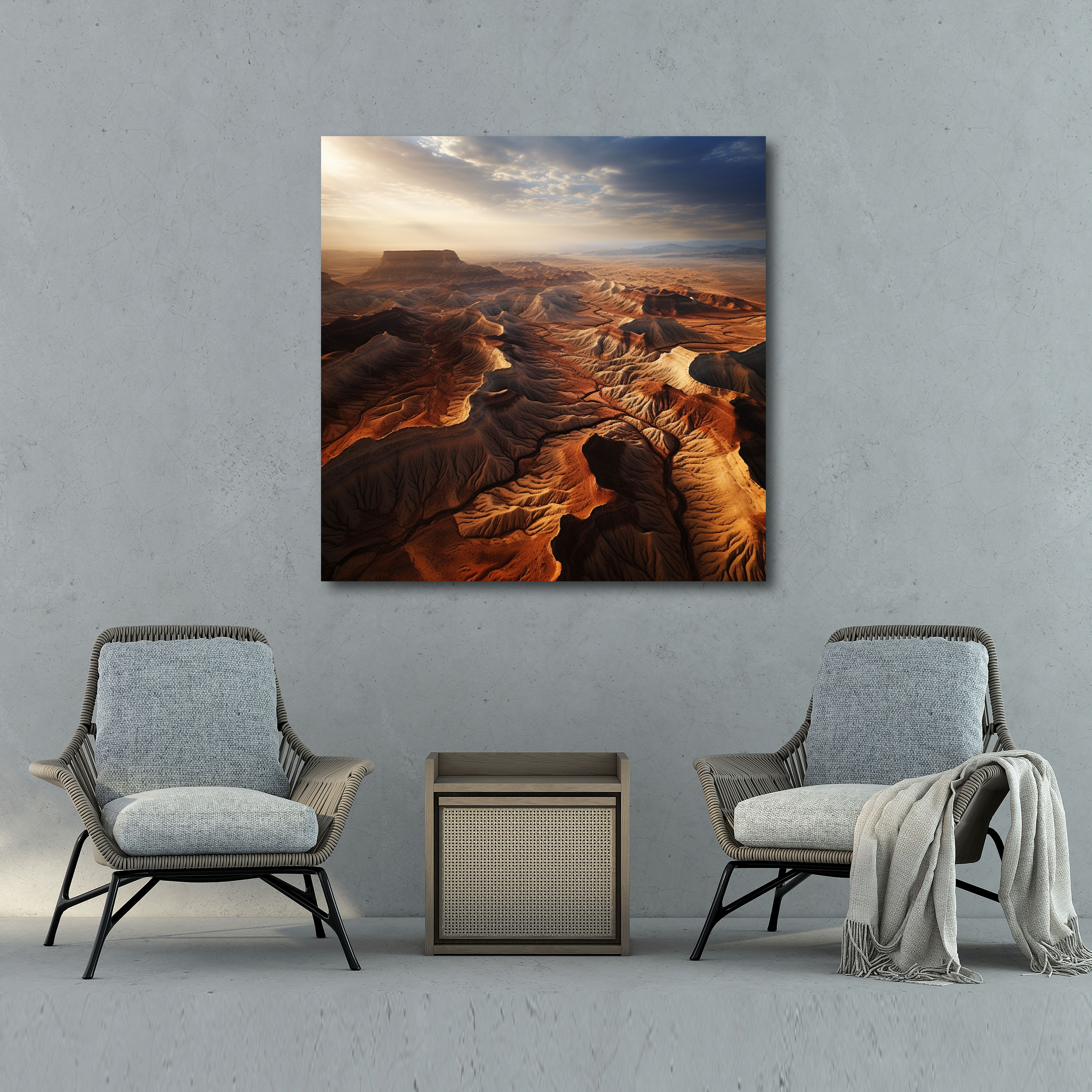 Desert Canvas Print - Aerial View Wall Art - Desert, Wall Decoration, Nature's Architecture, Mesas