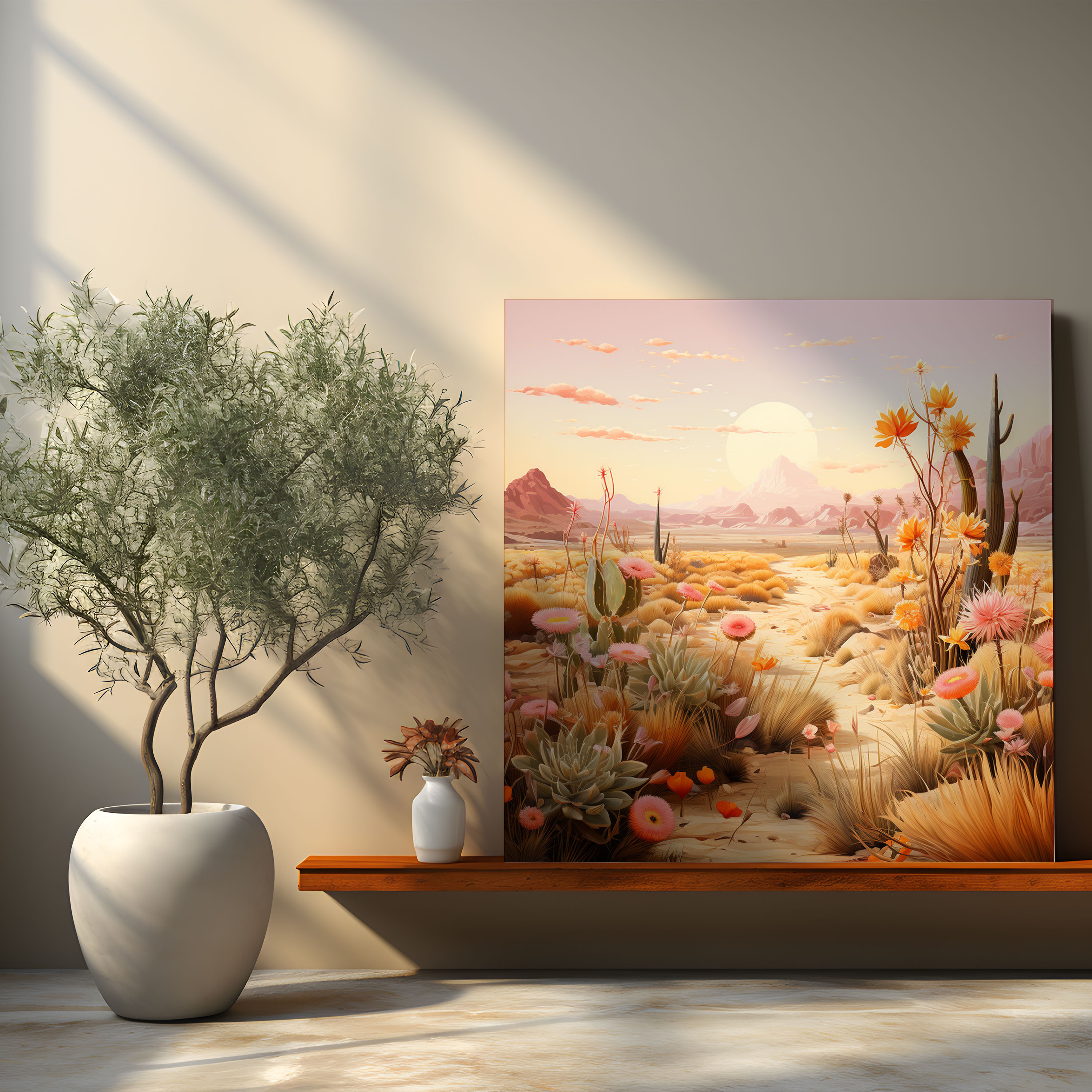 Desert Wildflowers Canvas Print - Desert, Desert Wall Decoration, Canvas, Desert Canvas Print