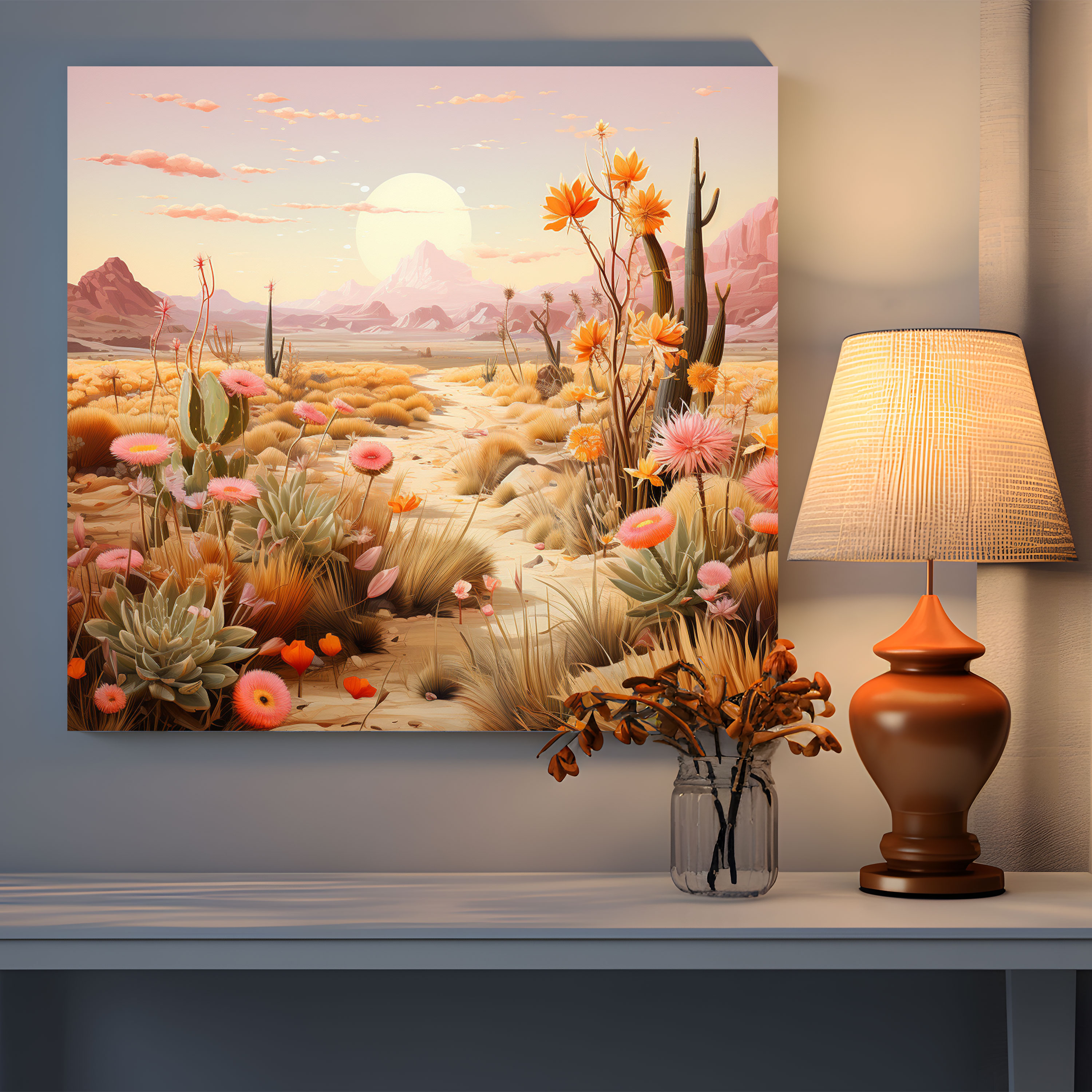 Desert Wildflowers Canvas Print - Desert, Desert Wall Decoration, Canvas, Desert Canvas Print