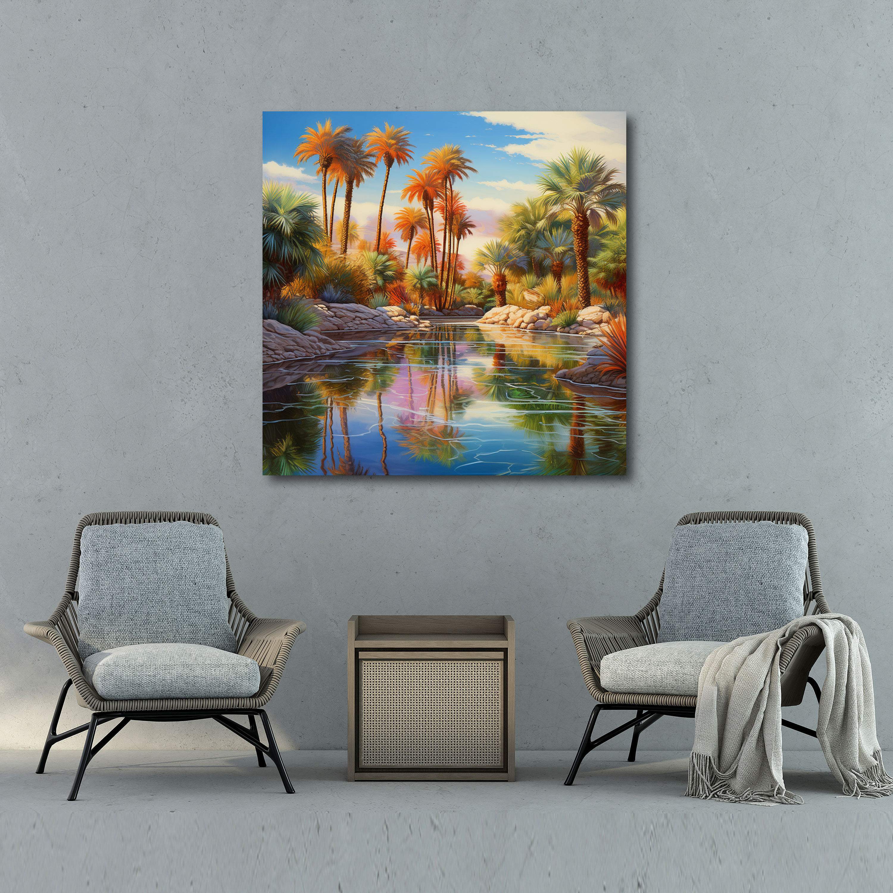 Lush Desert Oasis Canvas Print - Desert, Desert Oasis, Canvas Wall Art, Home Decoration